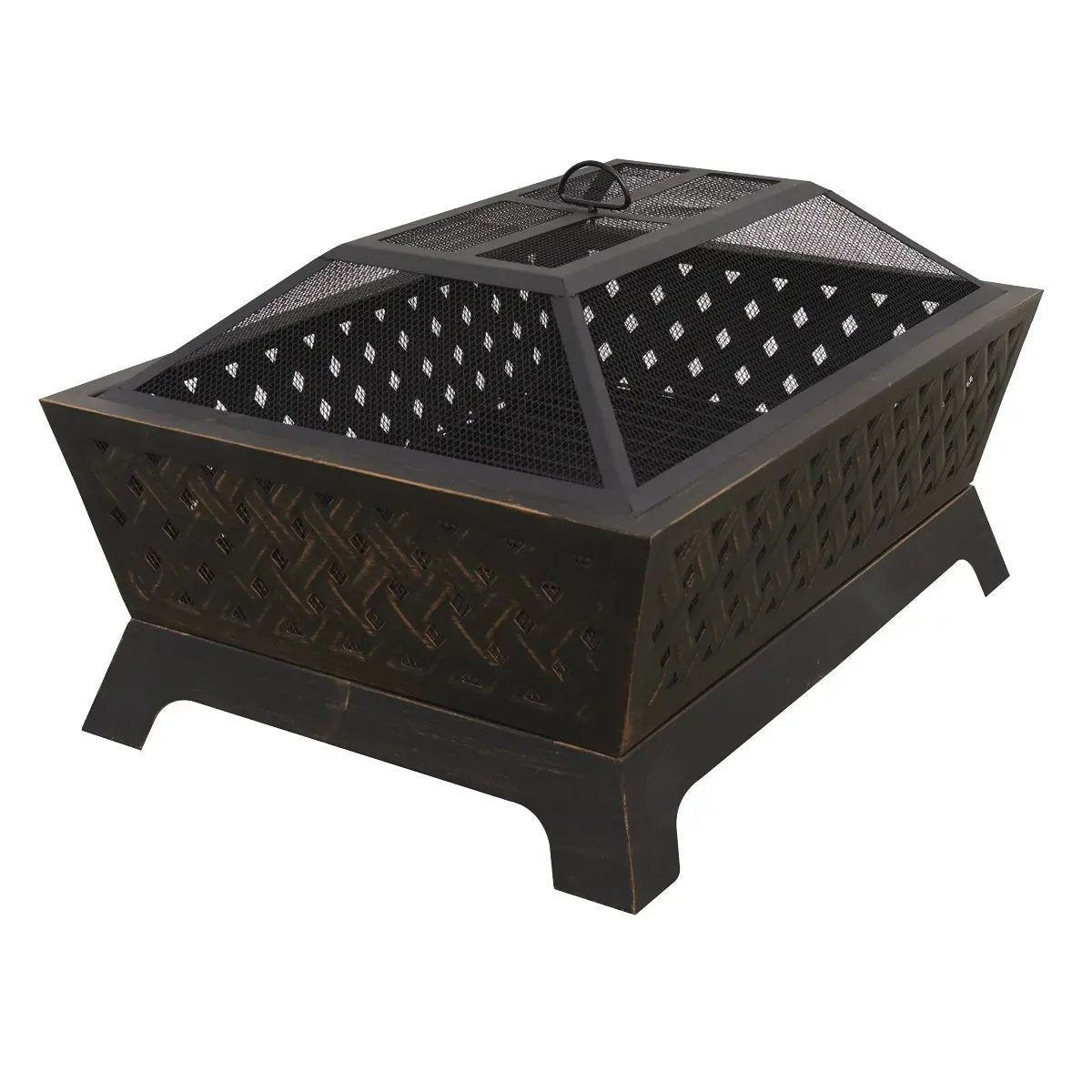 Dellonda DG44 35" Rectangular Outdoor Fire Pit Antique Bronze Effect Dellonda