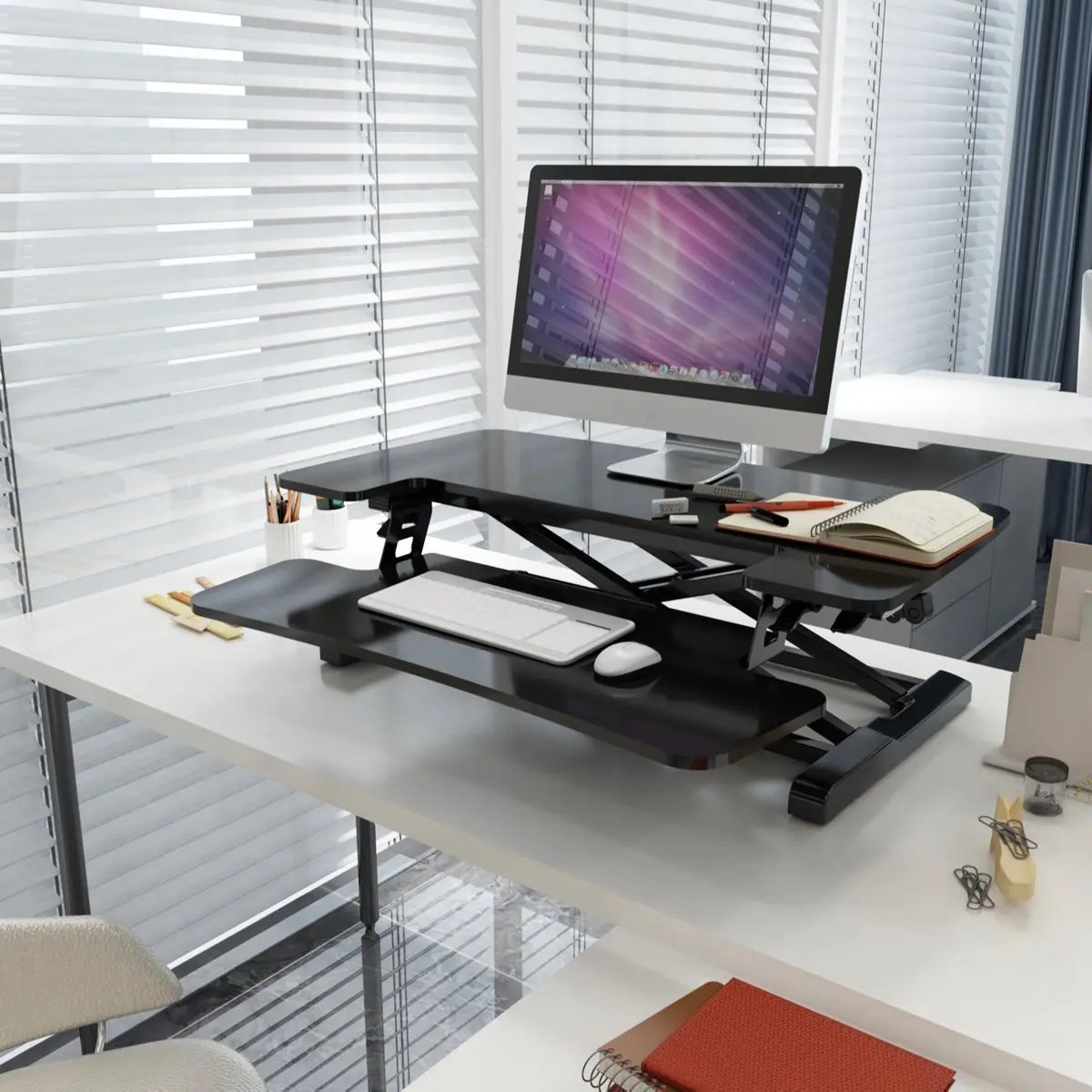 Dellonda DH14 71cm Height Adjustable Standing Desk Converter 50cm Max Height 15kg Capacity Dellonda