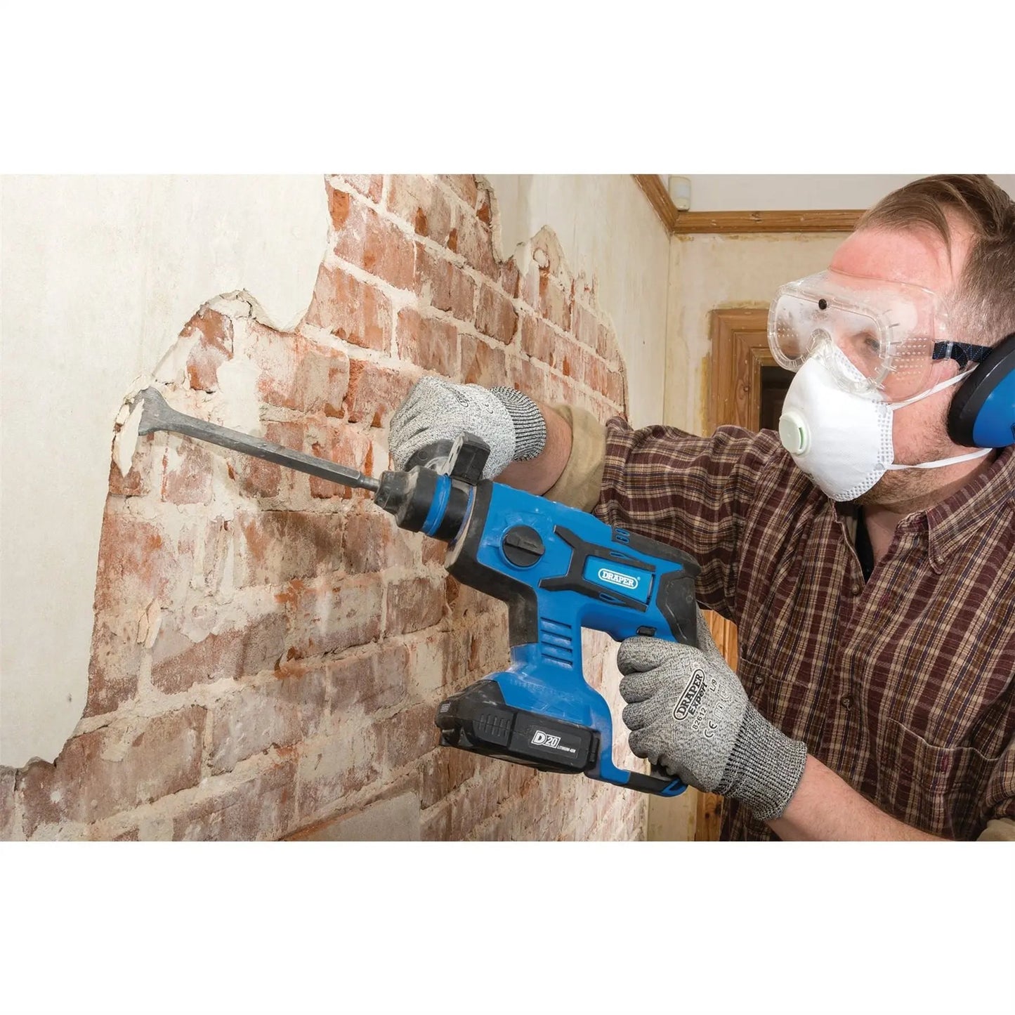 Draper 00592 D20 20V Brushless SDS+ Rotary Hammer Drill 2 x 2.0Ah Batteries 1 x Charger Draper