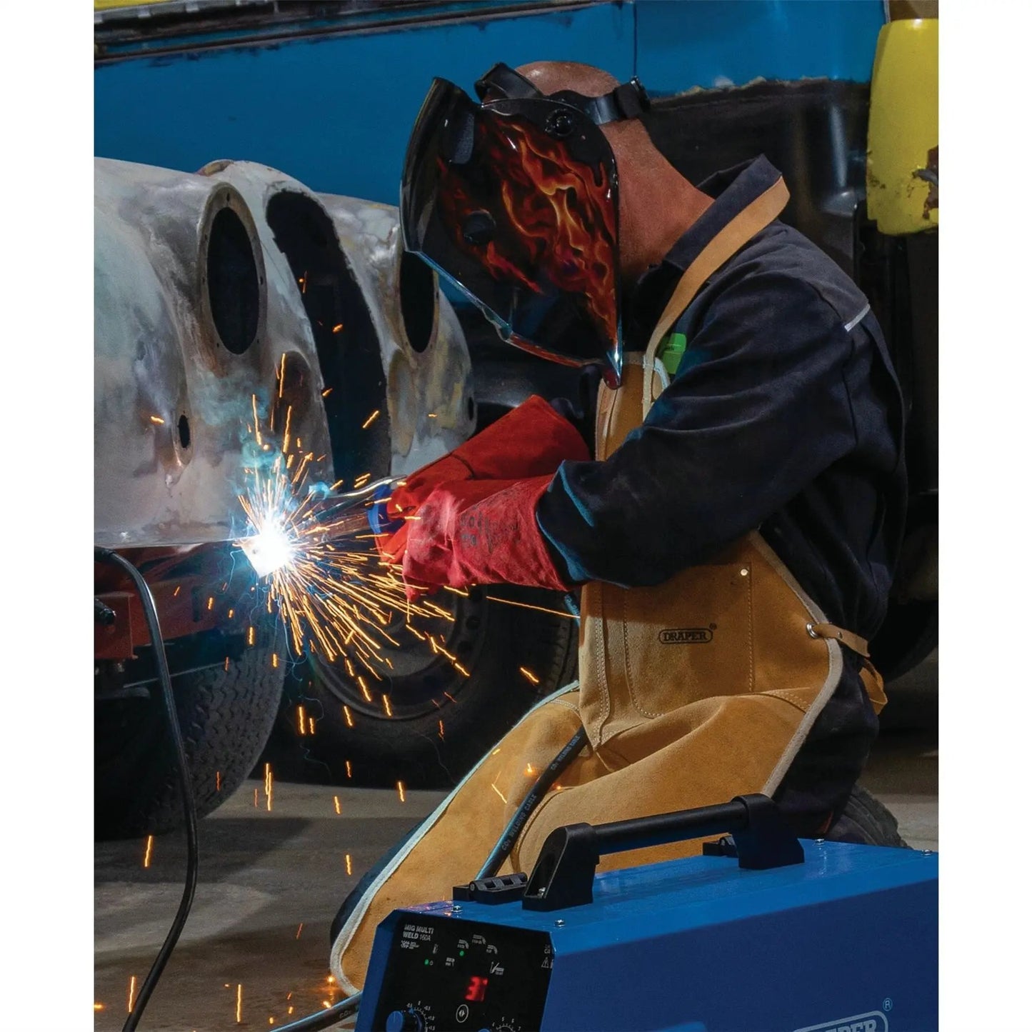 Draper 02513 Auto-Darkening Welding Helmet Red Flames Draper