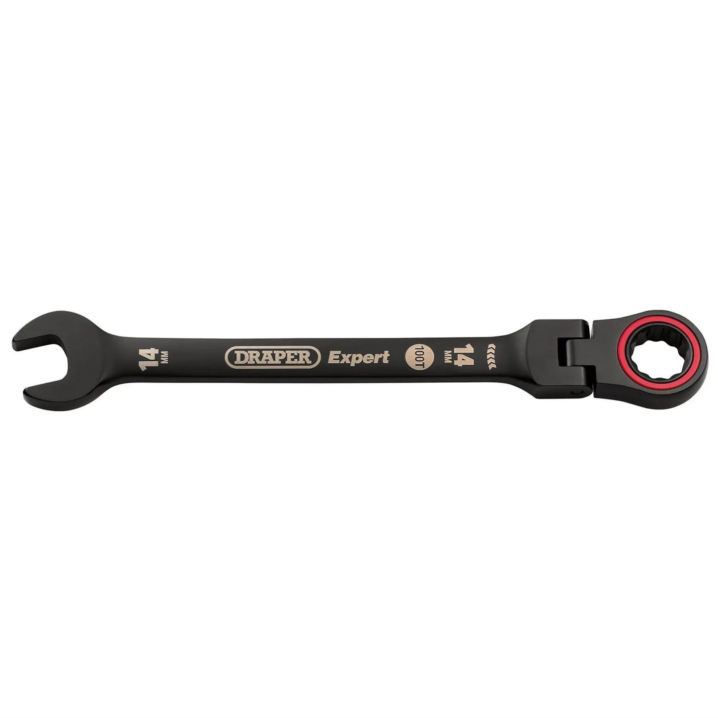 Draper 03920 Expert HI-TORQ® Metric Flexible Head Ratchet Combination Spanner 14mm Black Draper