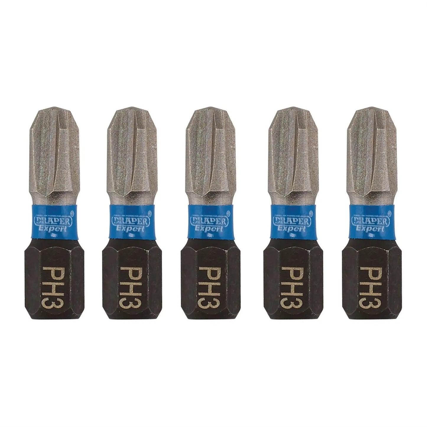 Draper 04936 Expert Cross Slot/PH Type Impact Screwdriver Bits No.3 x 25mm 1/4" Hex Pack of 5 Draper