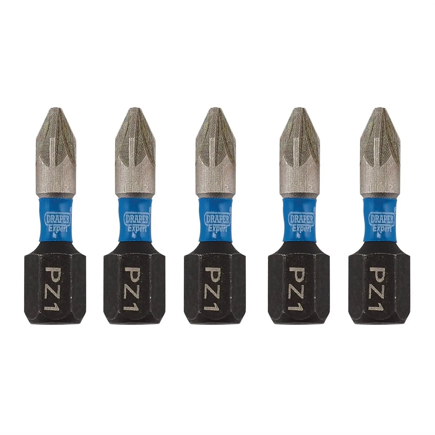 Draper 04950 Expert PZ-Type Impact Screwdriver Bits No.1 x 25mm 1/4" Hex Pack of 5 Draper