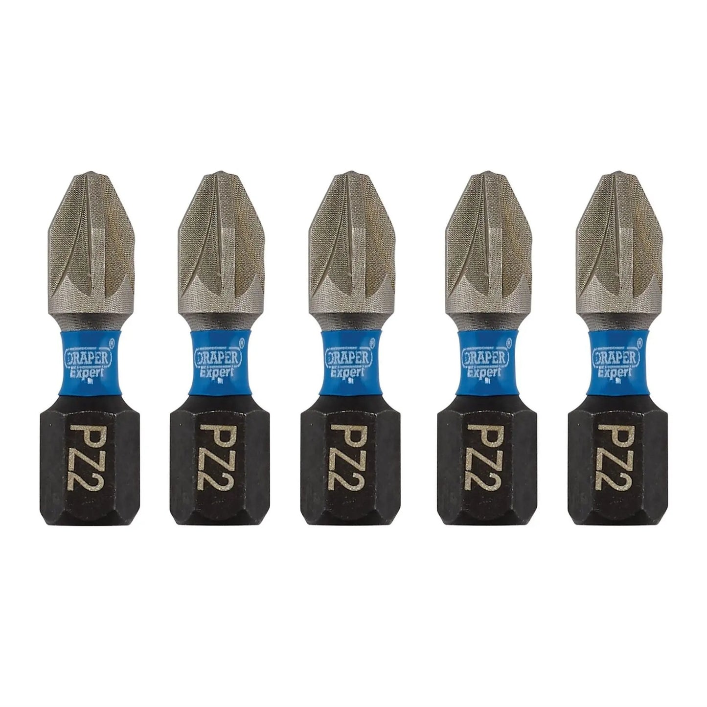 Draper 04951 Expert PZ-Type Impact Screwdriver Bits No.2 x 25mm 1/4" Hex Pack of 5 Draper