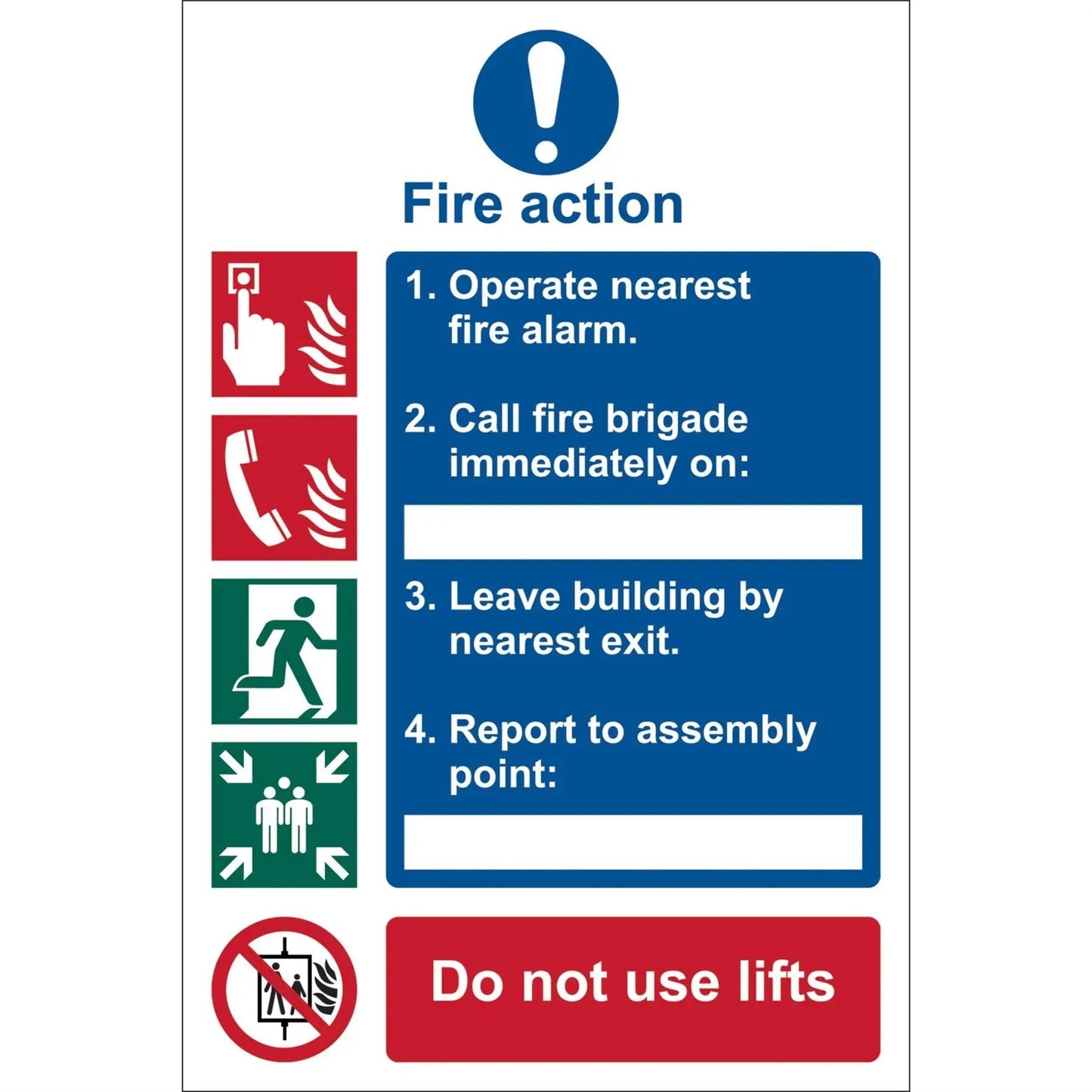 Draper 72154 Fire Action Procedure' Mandatory Sign 200 x 300mm Design 1 Draper
