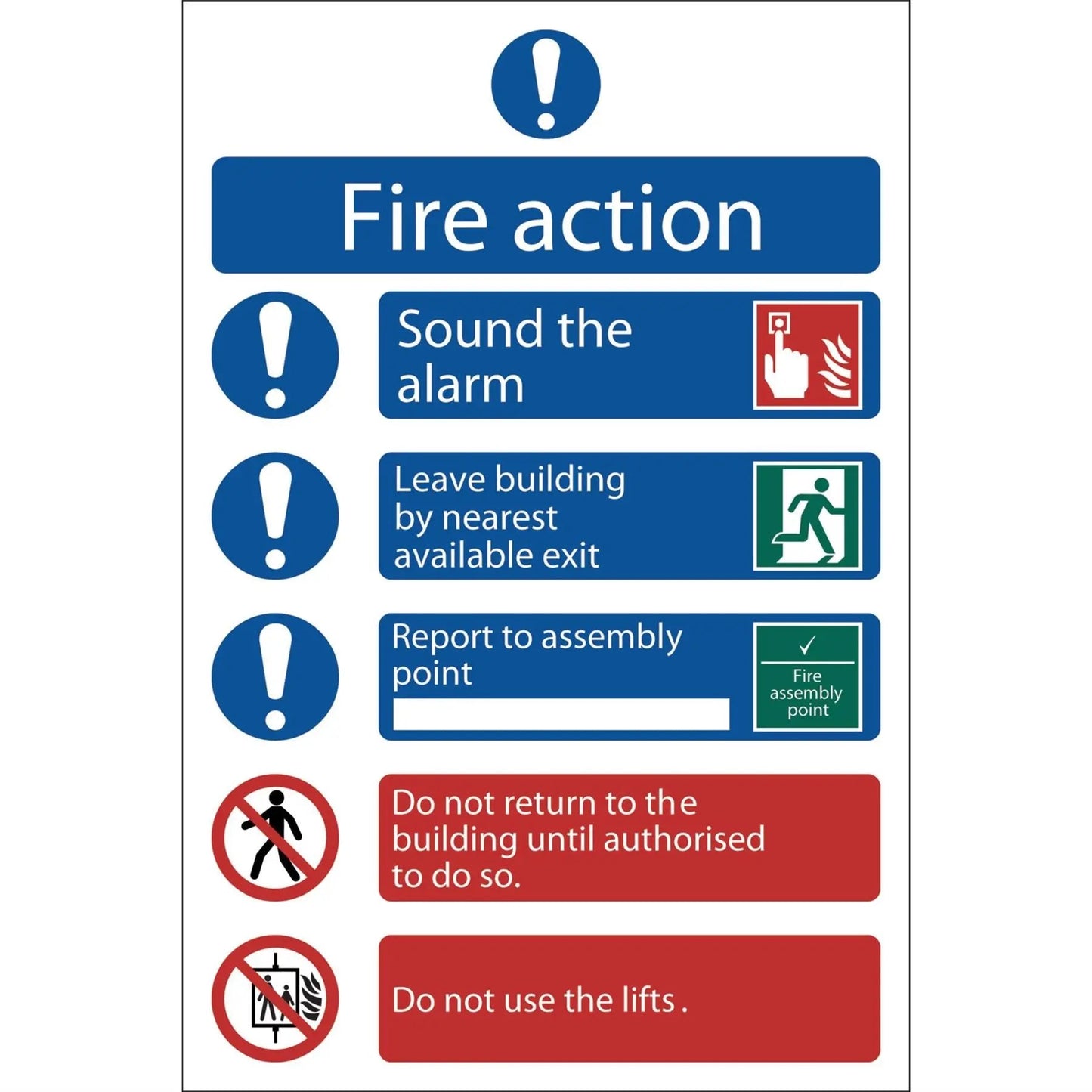 Draper 72156 Fire Action Procedure' Mandatory Sign 200 x 300mm Design 2 Draper