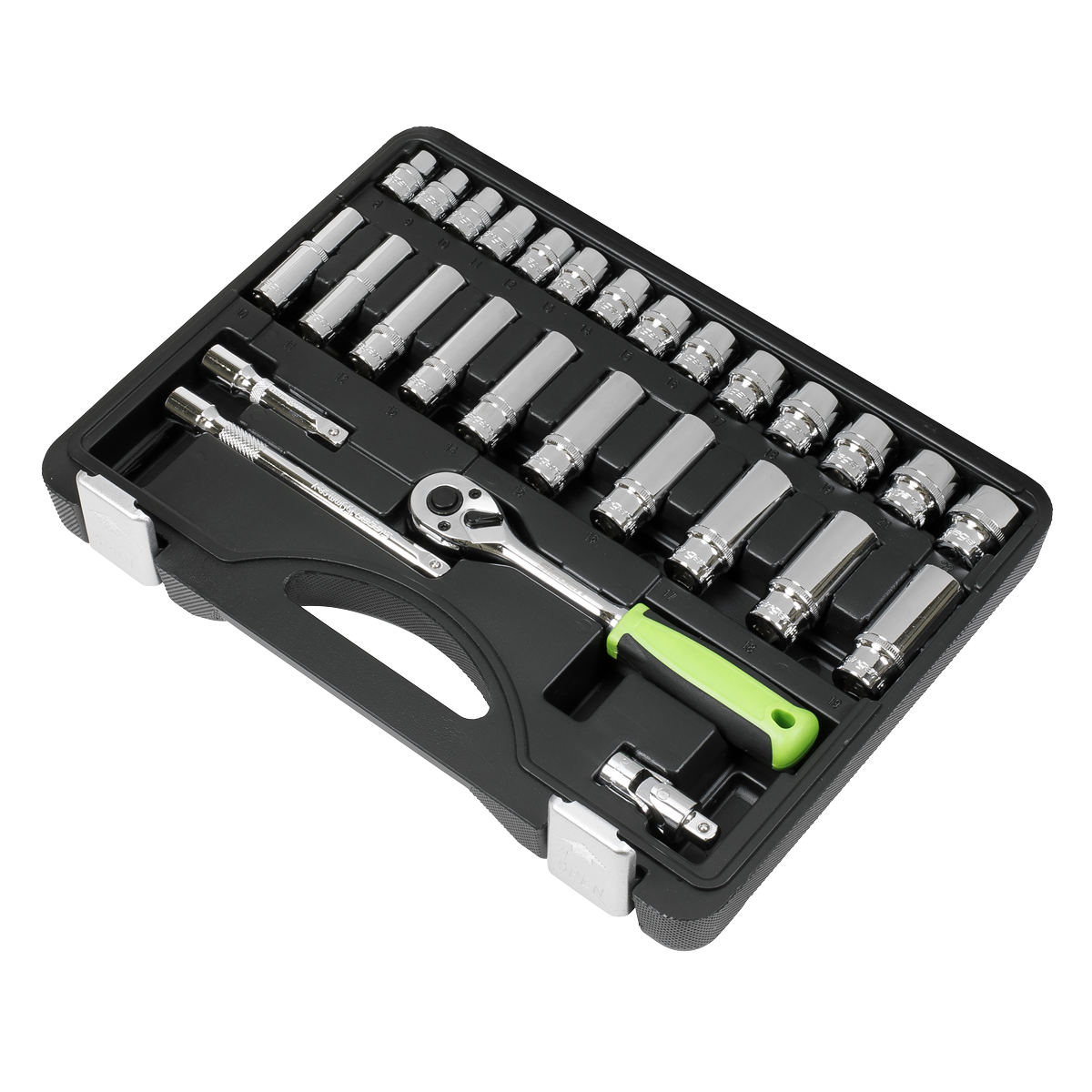 Siegen S01236 Socket Set 28pc 3/8"Sq Drive 6pt WallDrive® Metric Siegen