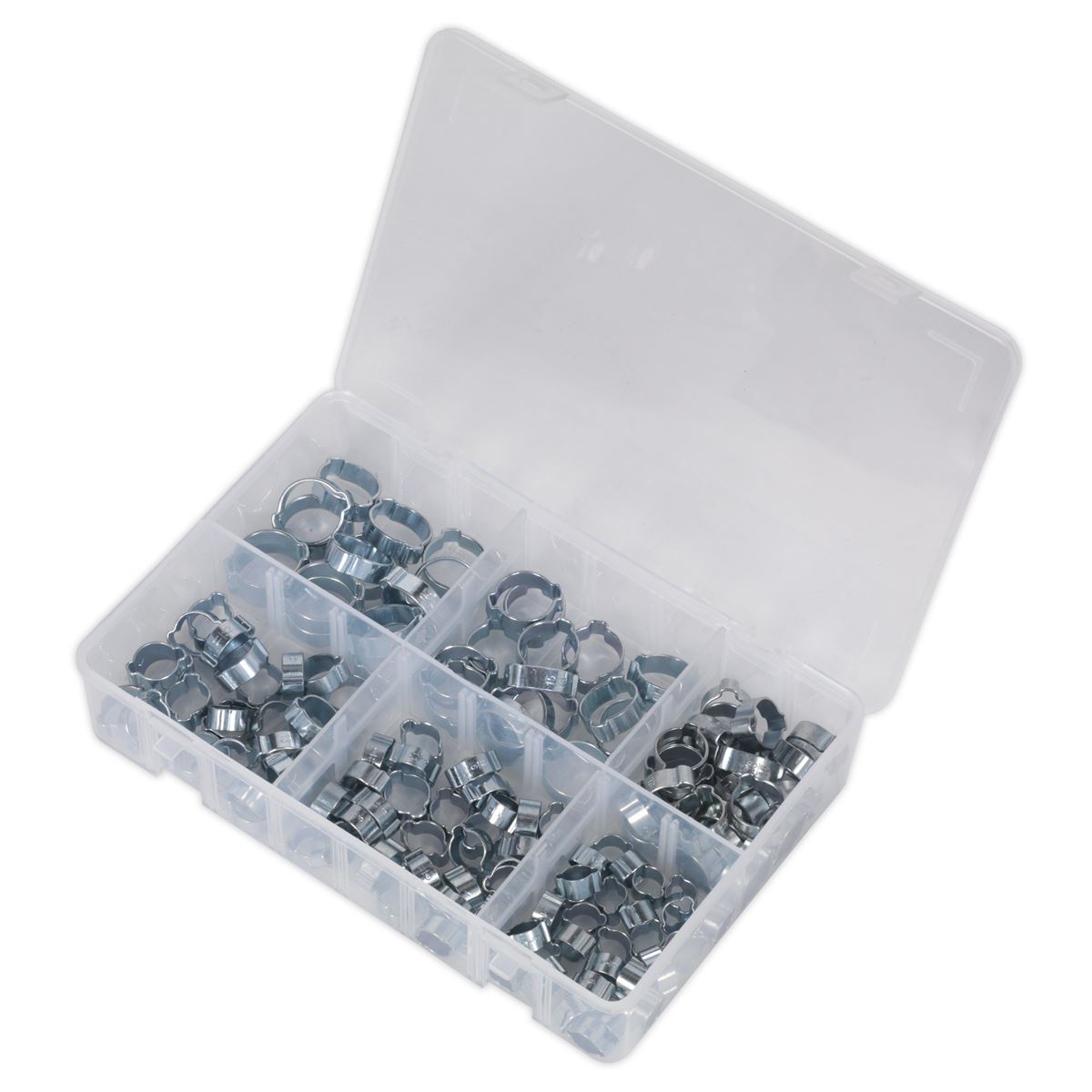 Sealey AB044DE O-Clip Double Ear Assortment 140pc - Zinc Plated Sealey