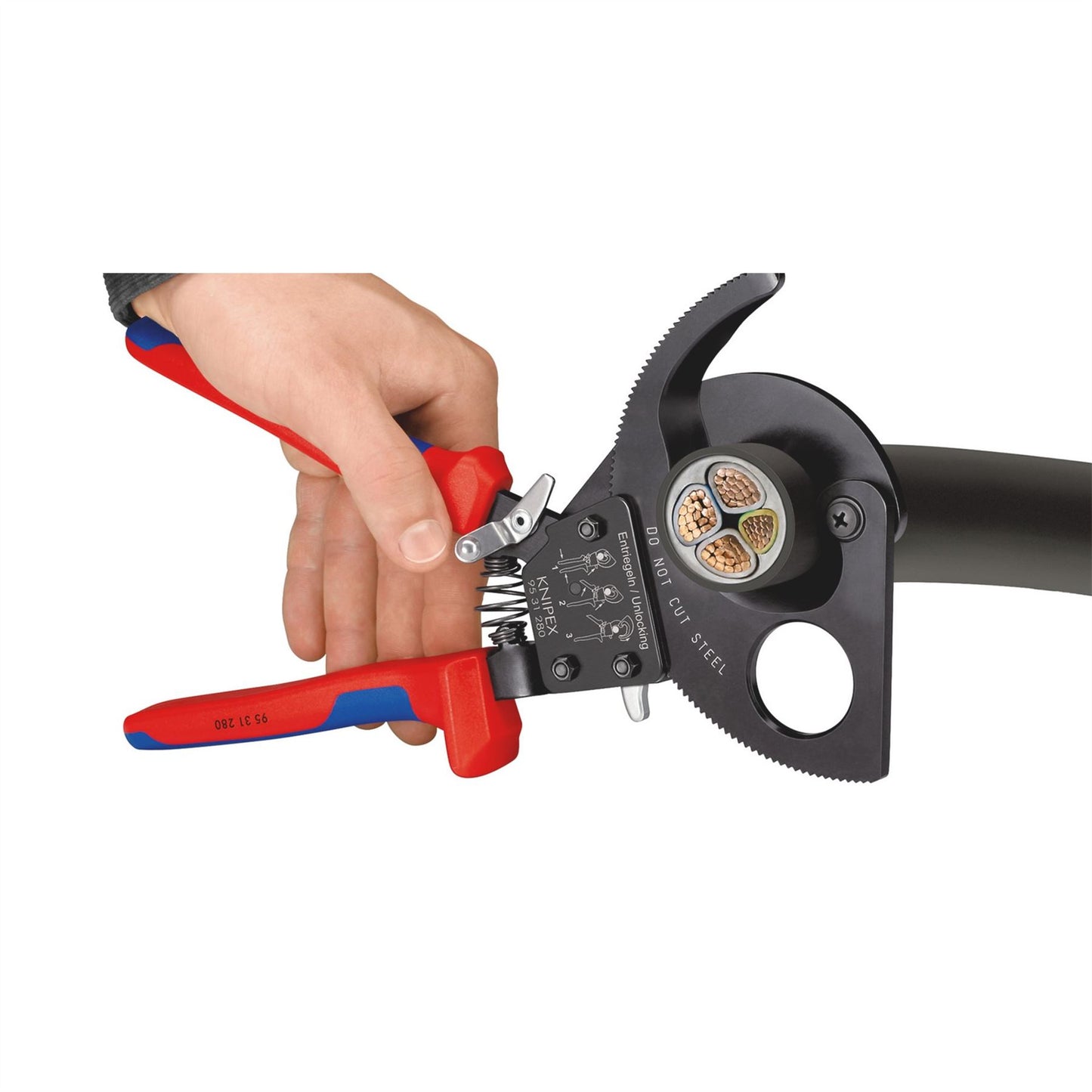 Knipex 18557 95 31 280 Ratchet Action Cable Cutter 280mm Knipex