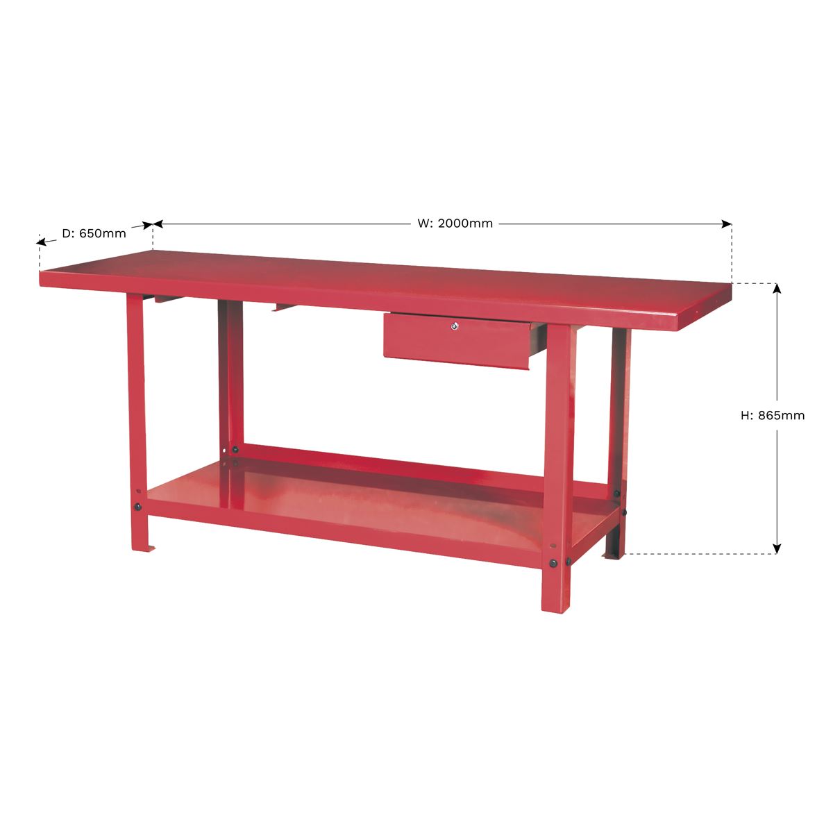 Sealey AP3020 Workbench Steel 2m with 1 Drawer Sealey