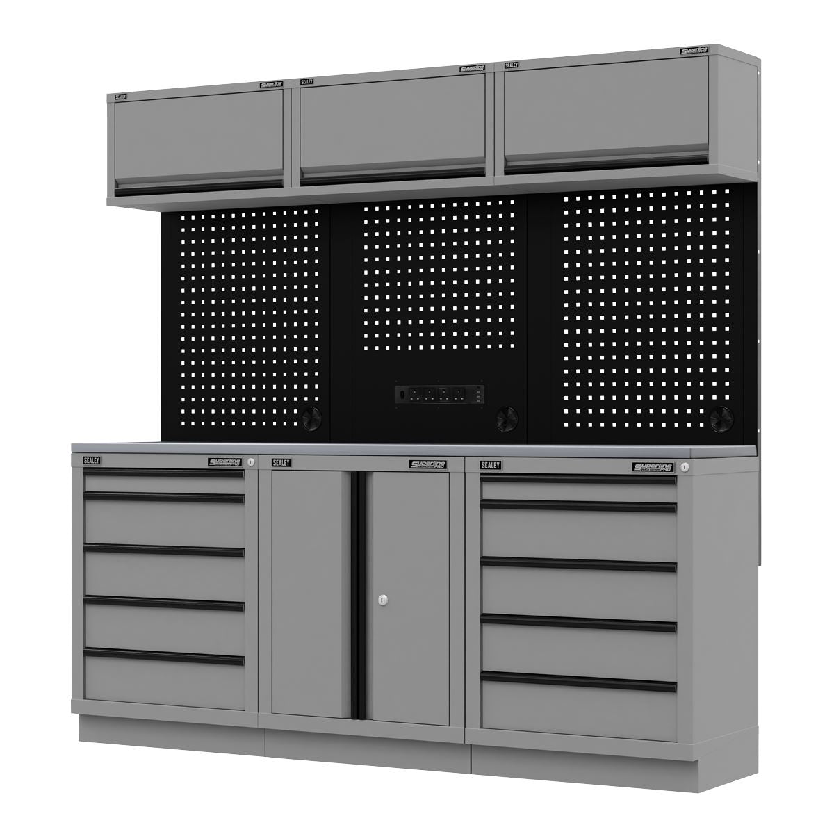 Sealey APMSBESTACK04SS Superline PRO® Black Edition Storage System with Stainless Worktop 2.04m Sealey