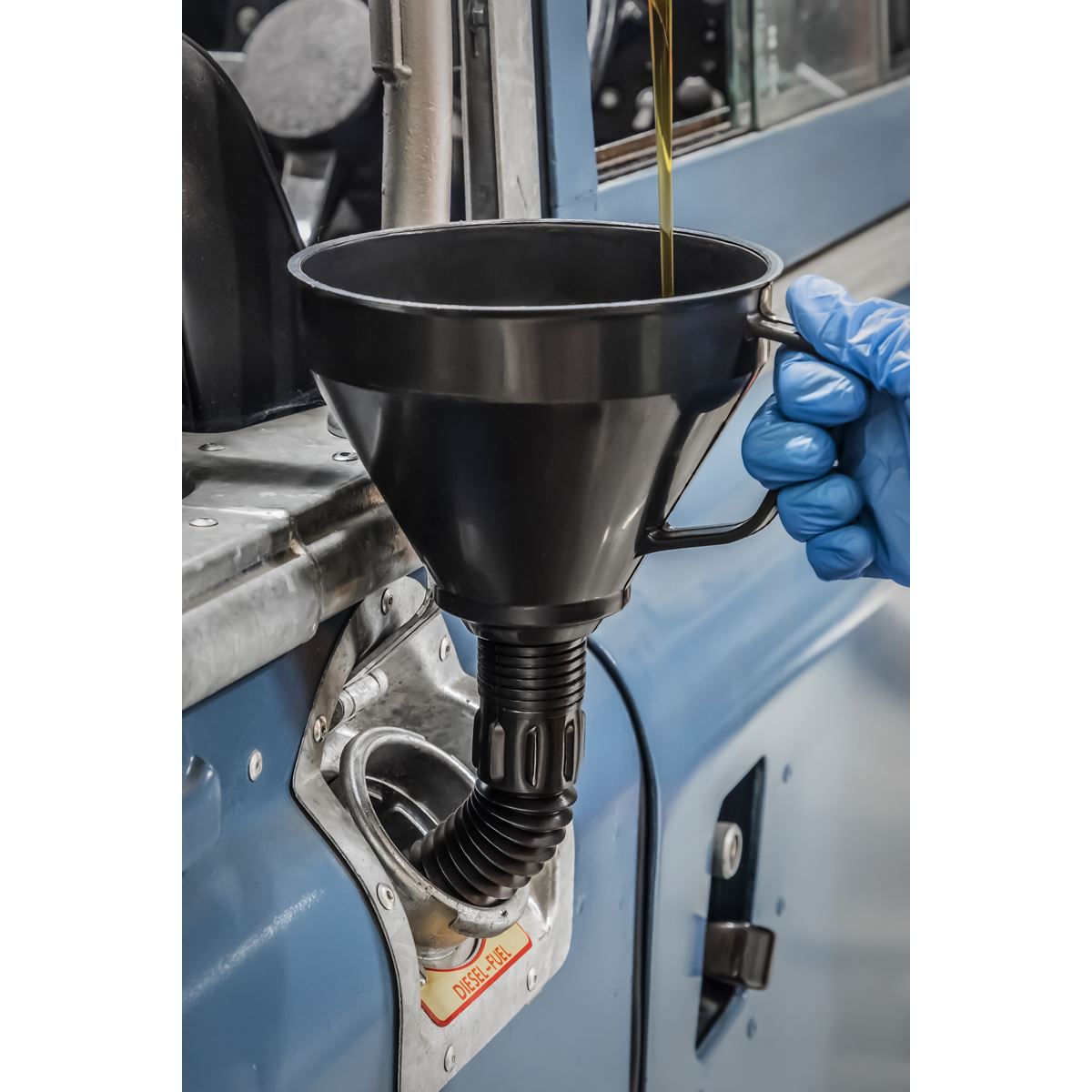 Sealey F6 Funnel with Flexible Spout & Filter Ø160mm Sealey