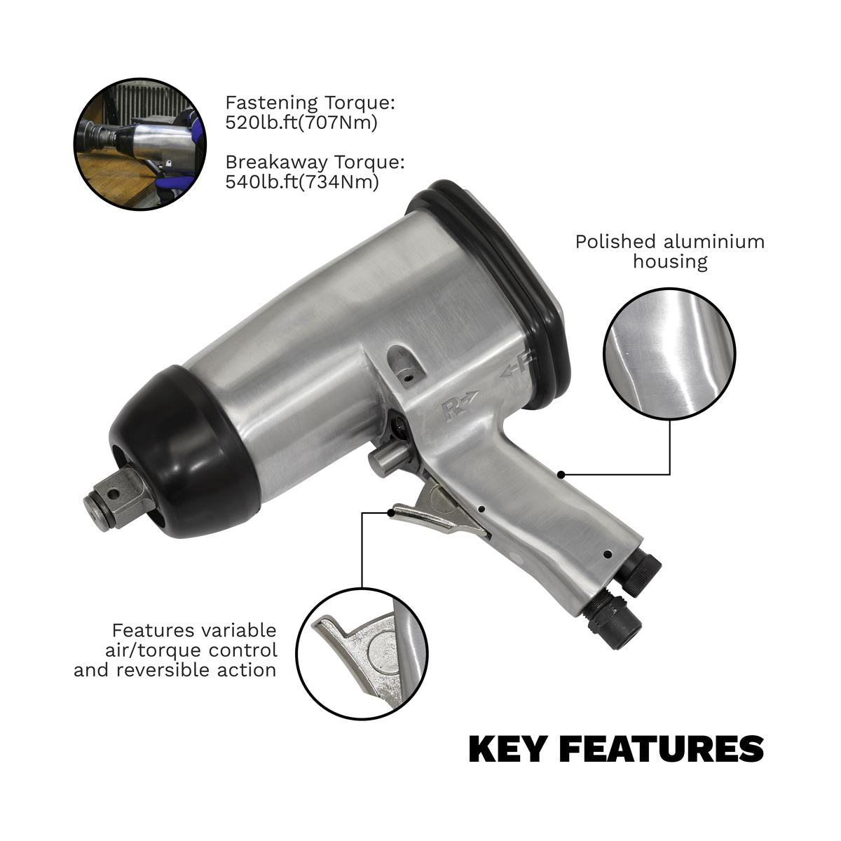 Sealey SA4 Air Impact Wrench 3/4"Sq Drive Heavy-Duty Sealey