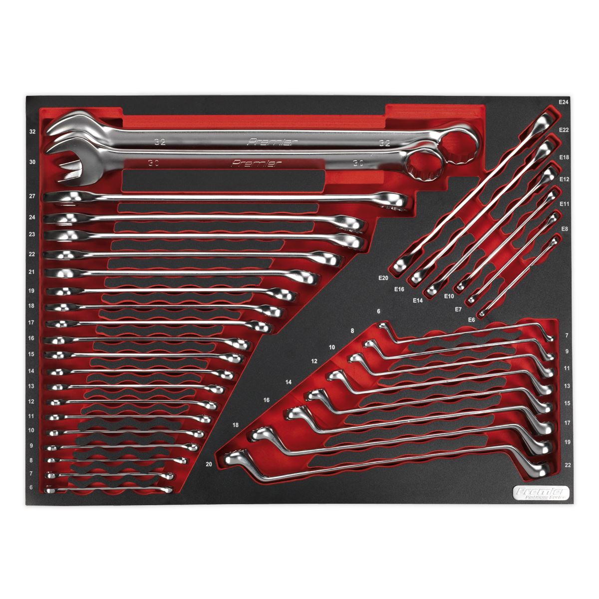 Sealey TBTP03 Tool Tray with Spanner Set 35pc Sealey