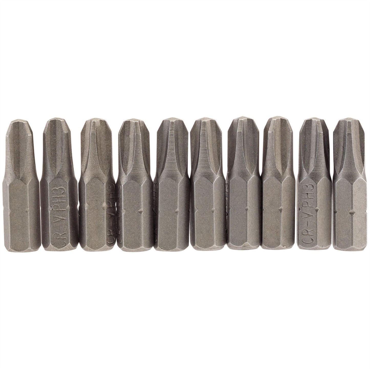 Draper 64087 Cross Slot Insert Bit 1/4" Hex 25mm Long No.3 Pack of 10 Draper