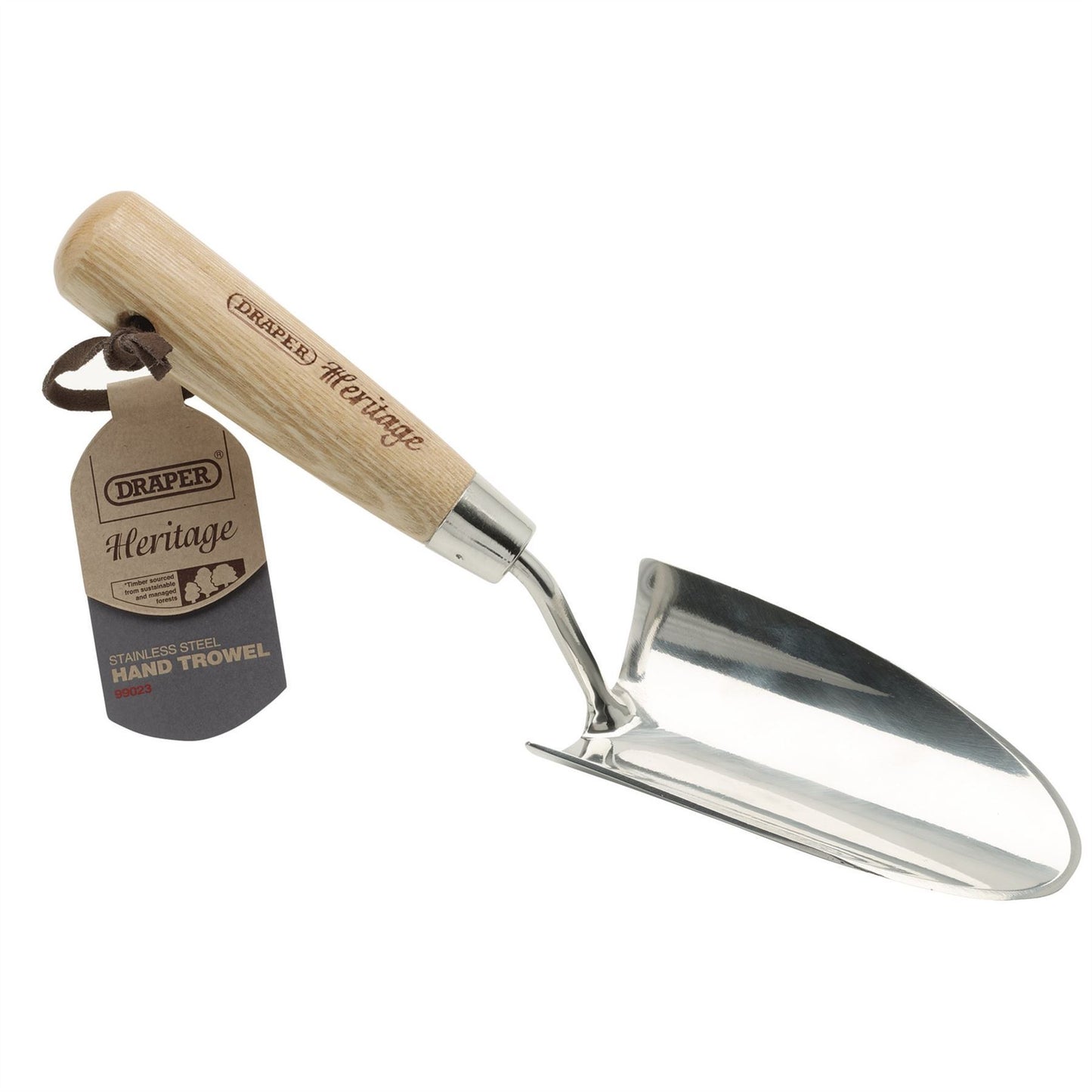 Draper 99023 Heritage Stainless Steel Hand Trowel with Ash Handle Draper