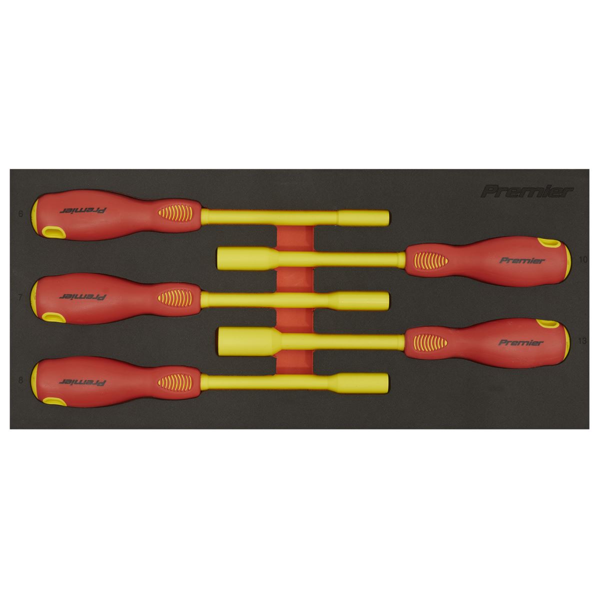 Sealey TBTE08 Insulated Nut Driver Set 5pc with Tool Tray - VDE Approved Sealey