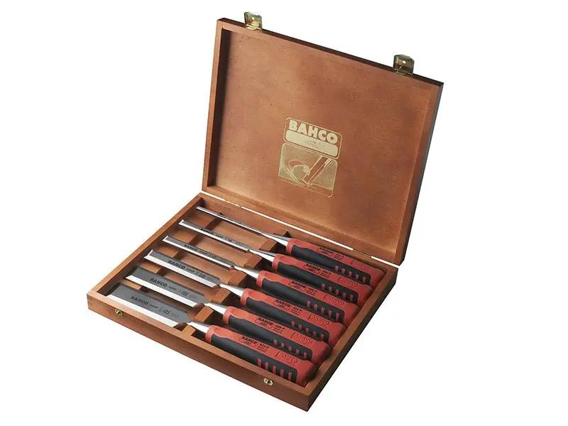 Bahco 424P-S6 Bevel Edge Chisel Set in Wooden Box 6 Piece BAH424PS6 Bahco