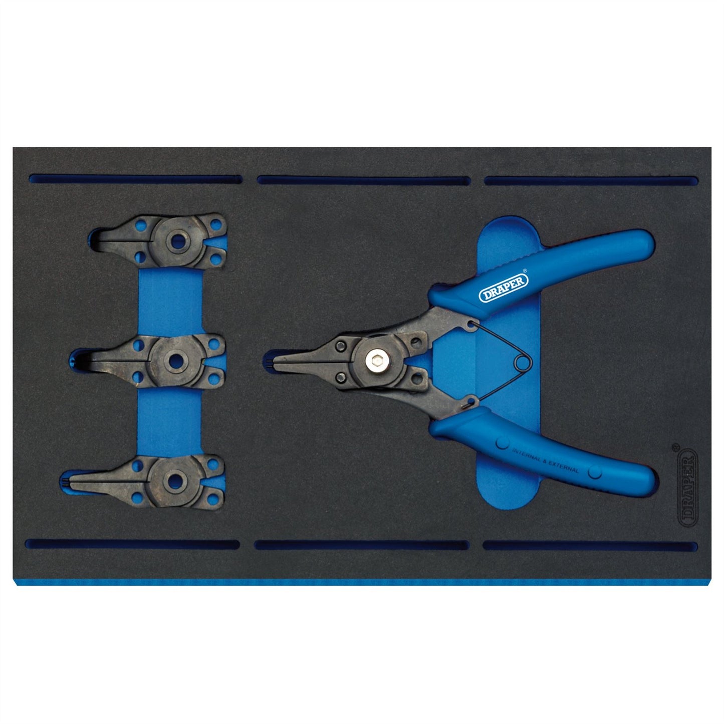 Draper 63196 Interchangeable Circlip Plier Set in 1/4 Drawer EVA Insert Tray 5 Piece Draper