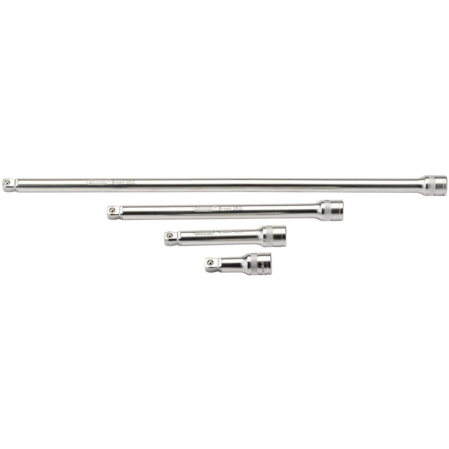 Draper 16770 Wobble Extension Bar Set 1/2" Sq. Dr. Micro Satin Chrome 4 Piece Draper