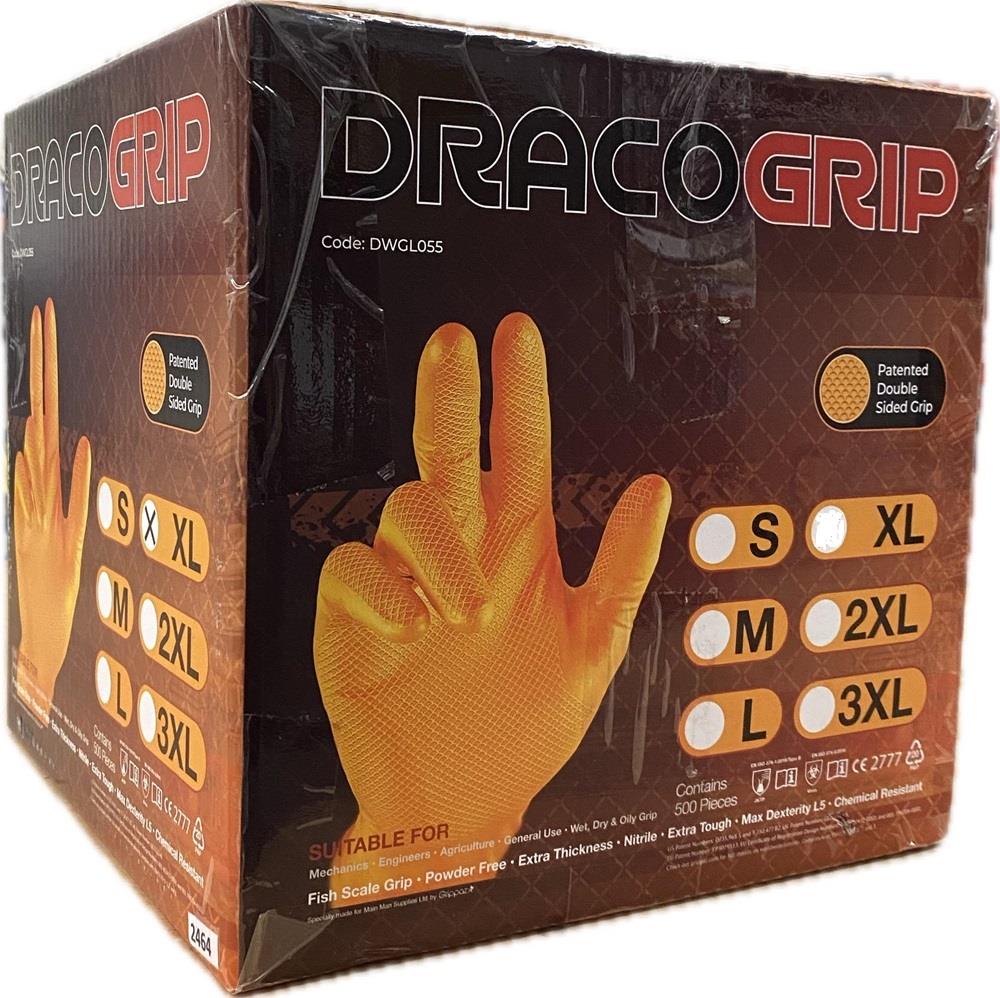 Draco Grip Extra Thick 6mil Orange Nitrile Disposable Gloves – Box of 50 Draco
