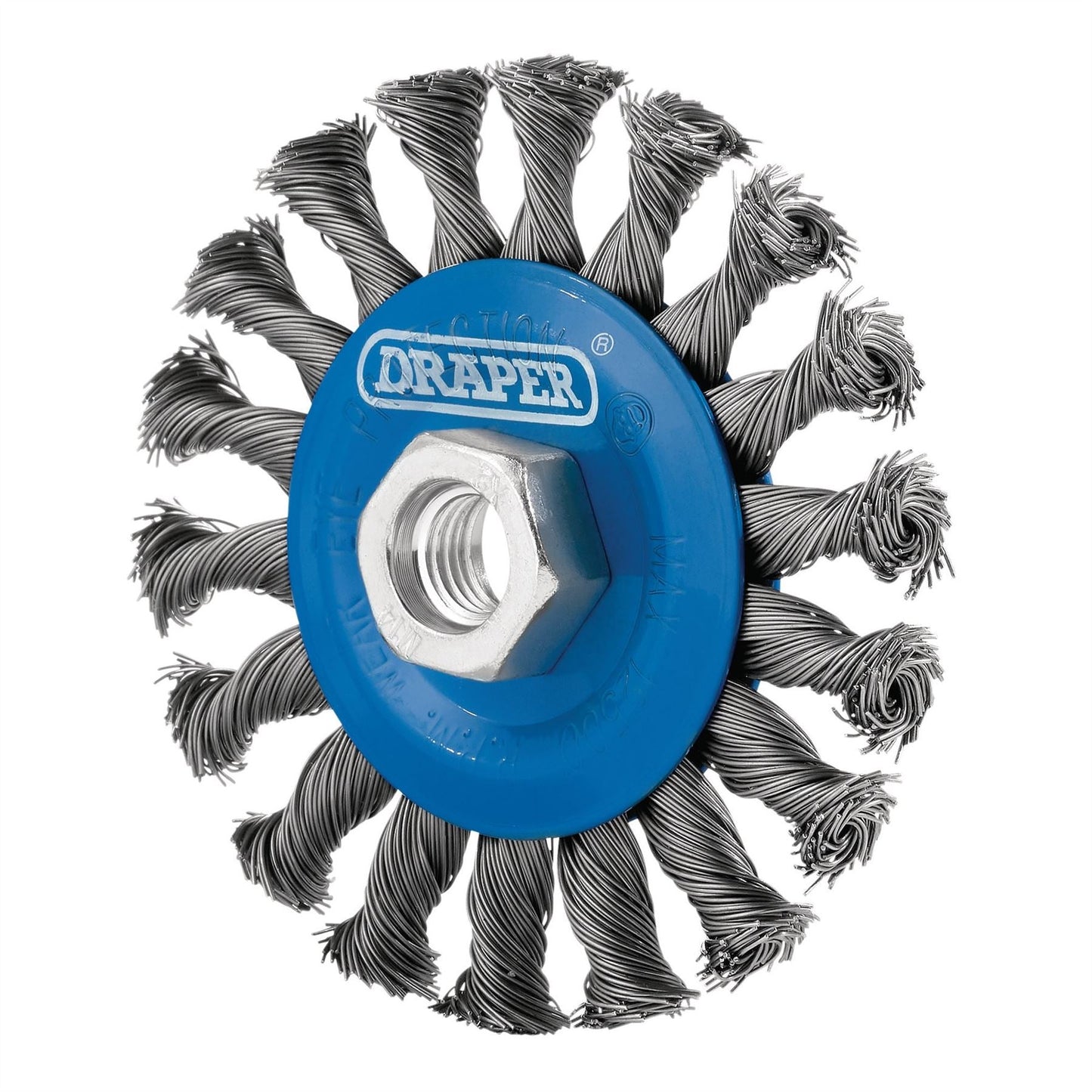 Draper 08055 Steel Twist-Knot Flat Wire Wheel Brush 100mm M14 Draper