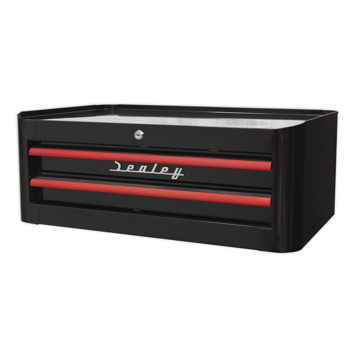 Sealey AP28102BR Mid-Box Tool Chest 2 Drawer Retro Style - Black with Red Anodised Drawer Pulls Sealey