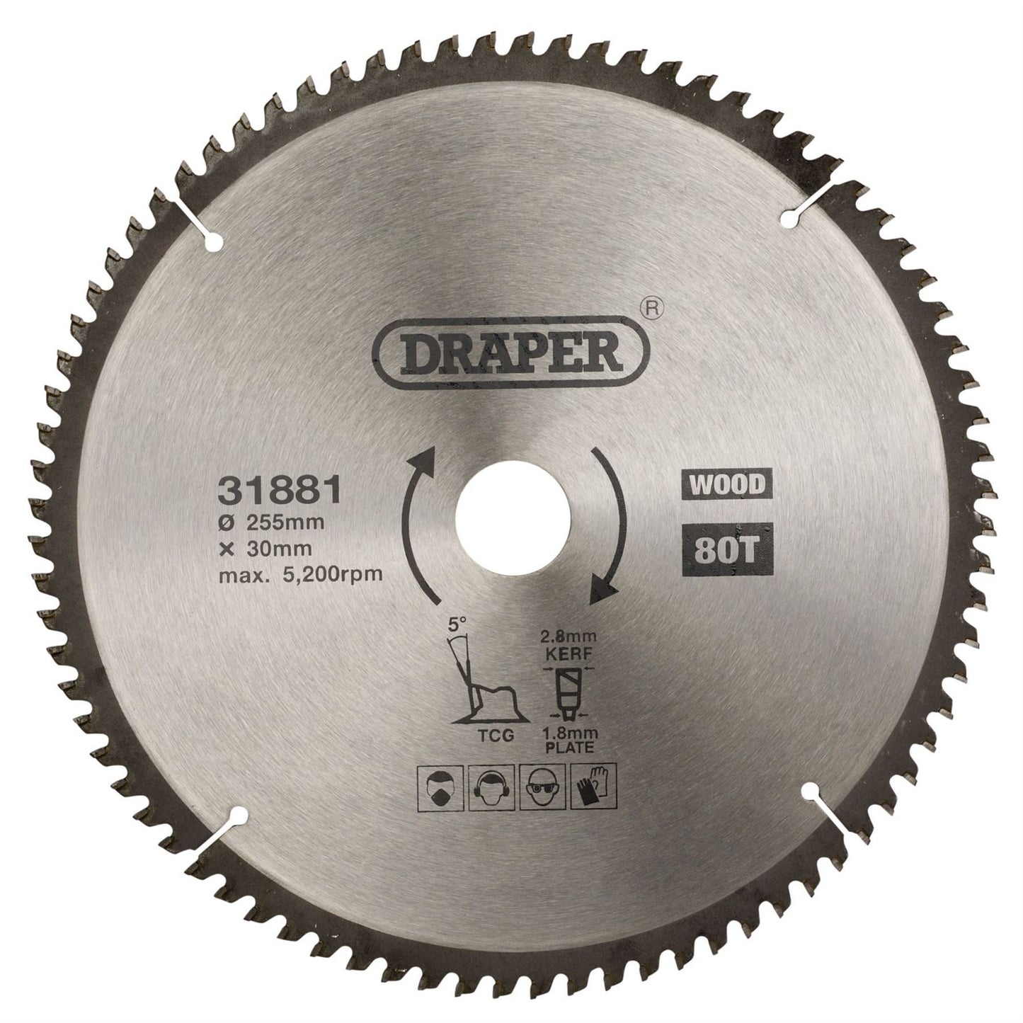 Draper 31881 TCT Triple Chip Grind Circular Saw Blade 255 x 30mm 80T Draper
