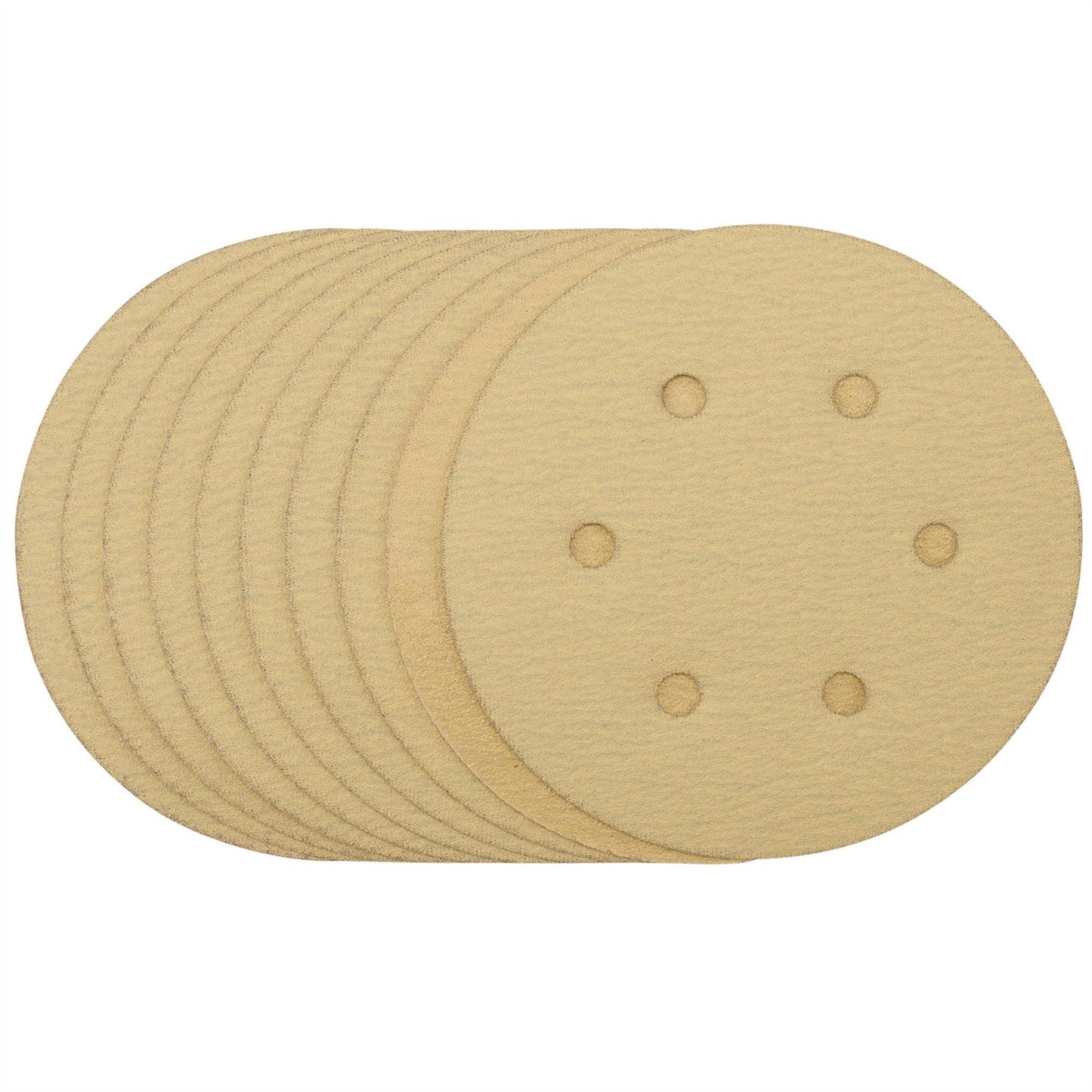 Draper 64025 Gold Sanding Discs with Hook & Loop 150mm 120 Grit 6 Dust Extraction Holes Pack of 10 Pack of 10 Draper