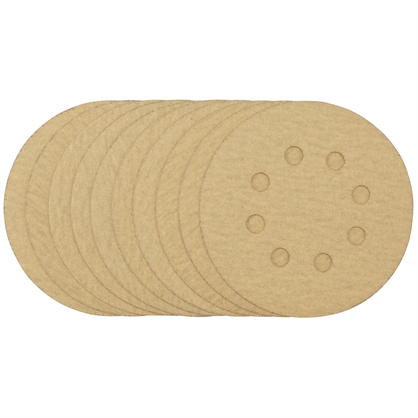 Draper 58113 Gold Sanding Discs with Hook & Loop 125mm 180 Grit 8 Dust Extraction Holes Pack of 10 Draper