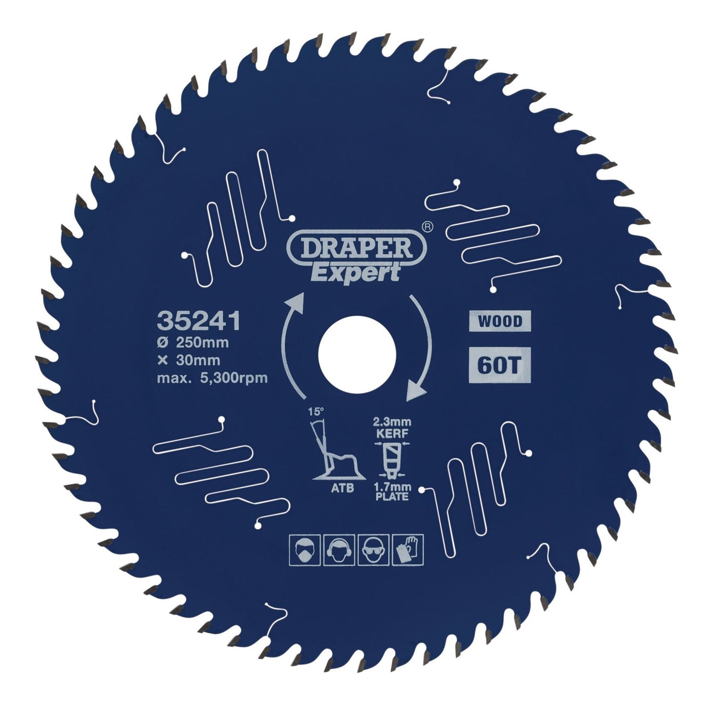 Draper 35241 Expert TCT Circular Saw Blade for Wood with PTFE Coating 250 x 30mm 60T Draper