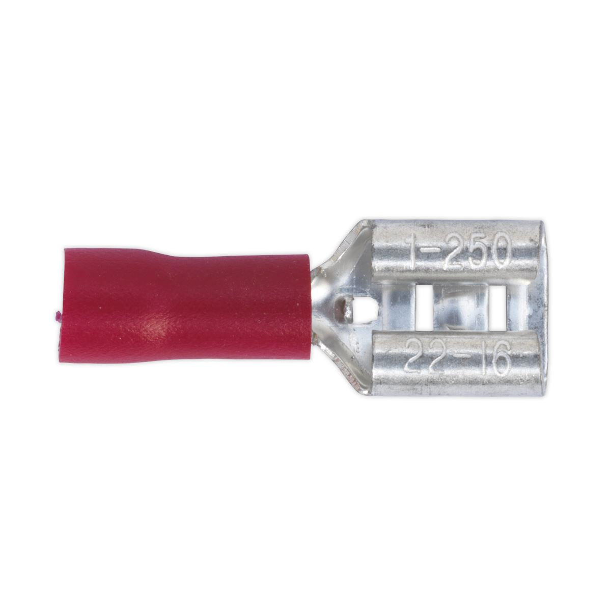 Sealey RT21 Push-On Terminal 6.3mm Female Red Pack of 100 Sealey