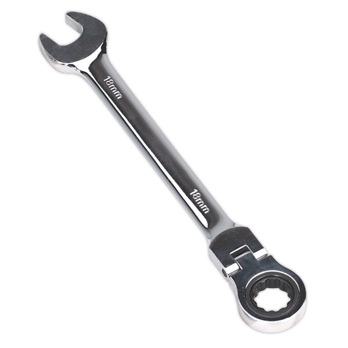 Sealey FHRCW18 Flexi-Head Ratchet Combination Spanner 18mm Sealey