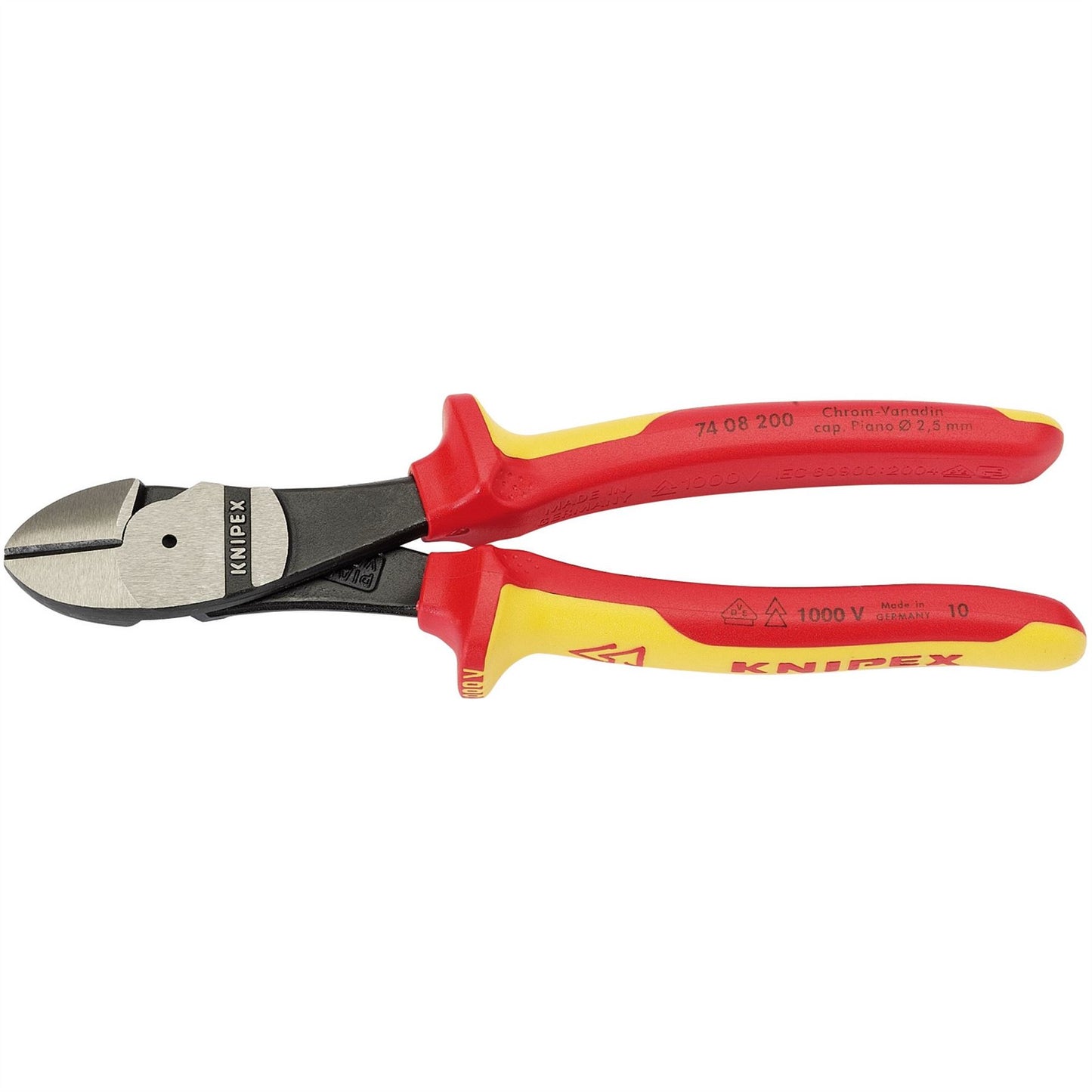 Knipex 31929 74 08 200UKSBE VDE Fully Insulated High Leverage Diagonal Side Cutters 200mm Knipex