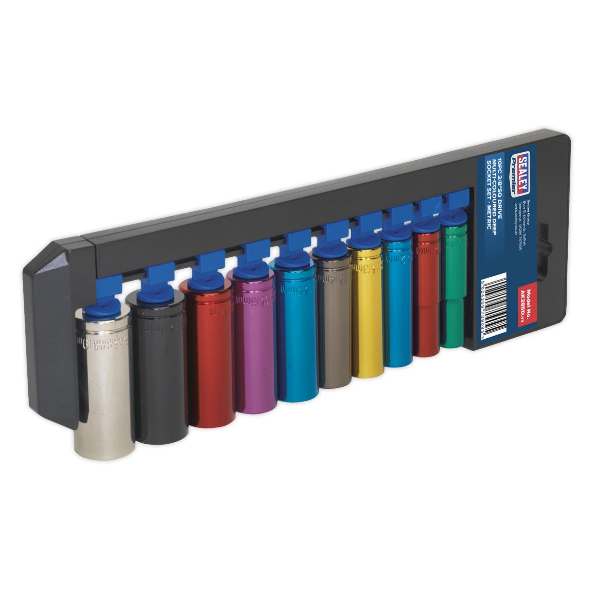 Sealey AK285D Multi-Coloured Socket Set 10pc 3/8"Sq Drive 6pt Deep WallDrive® Metric Sealey