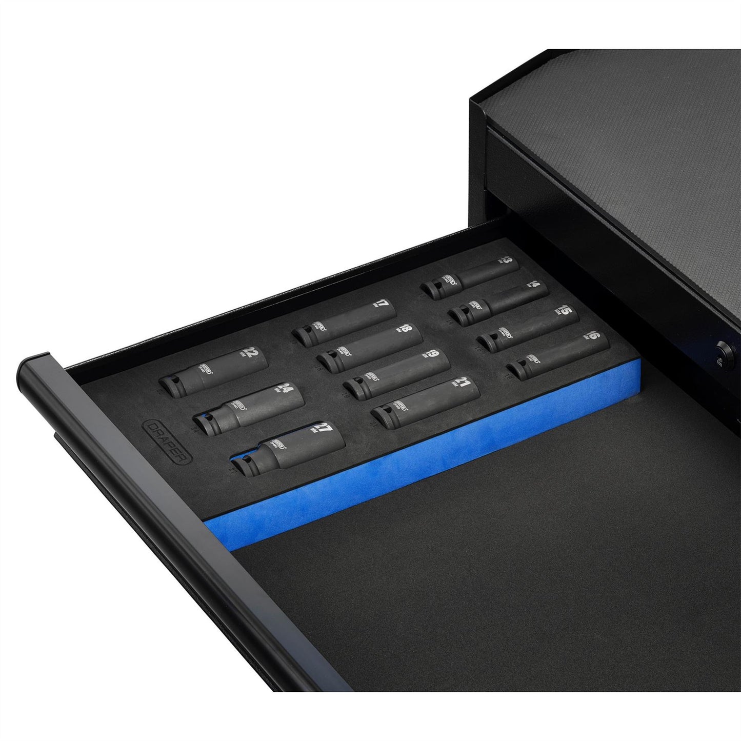 Draper 63483 HI-TORQ® Metric Deep Impact Socket Set in EVA Drawer Insert Tray 1/2" Sq. Dr. 11 Piece Draper