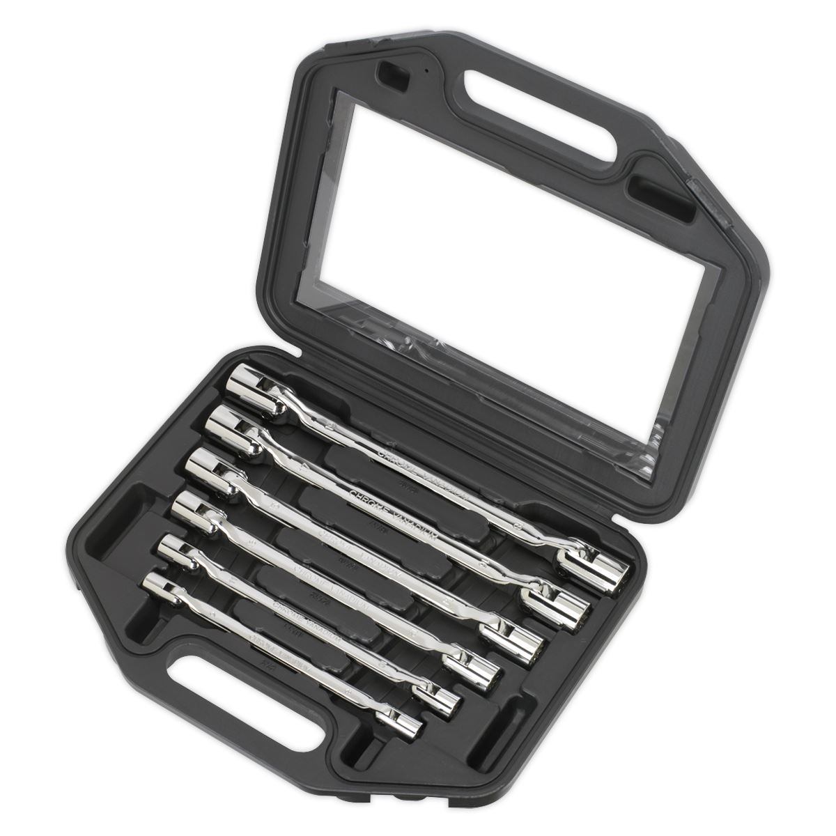 Sealey AK635 Double Flexi-Head Socket Spanner Set 6pc Fully Polished Metric Sealey