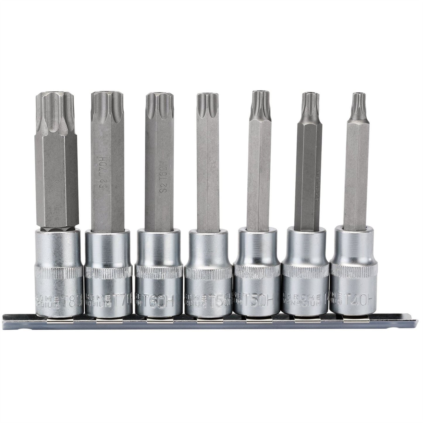 Draper 16338 TX-STAR® Security Socket Bit Set 1/2" Sq. Dr. 100mm 7 Piece Draper