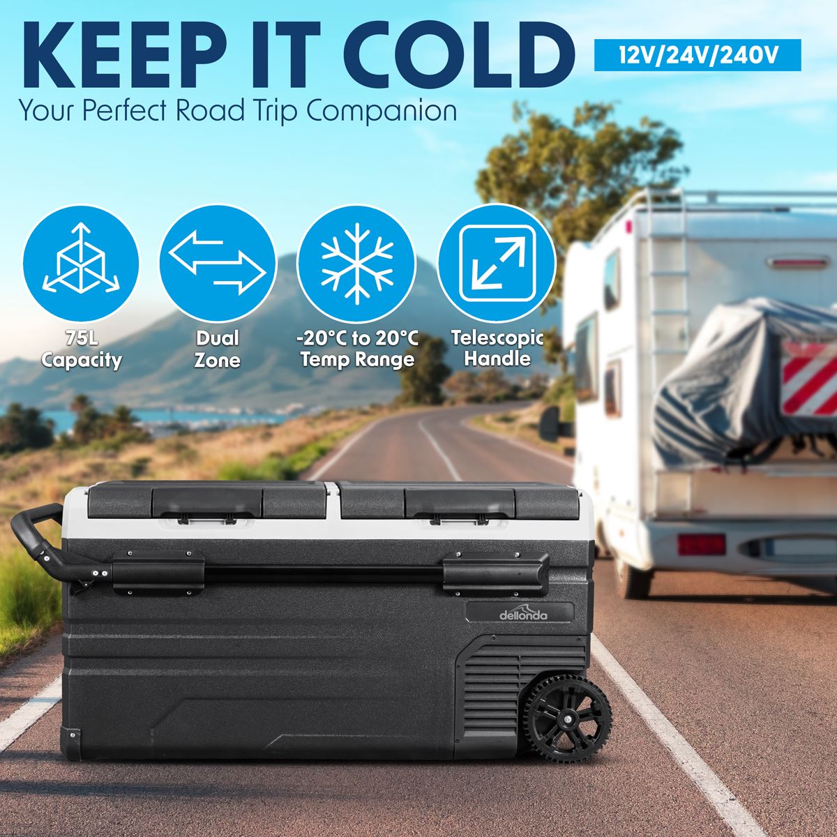 Dellonda DL128 Portable Fridge Freezer/Cool Box with LED Display 95L Dellonda