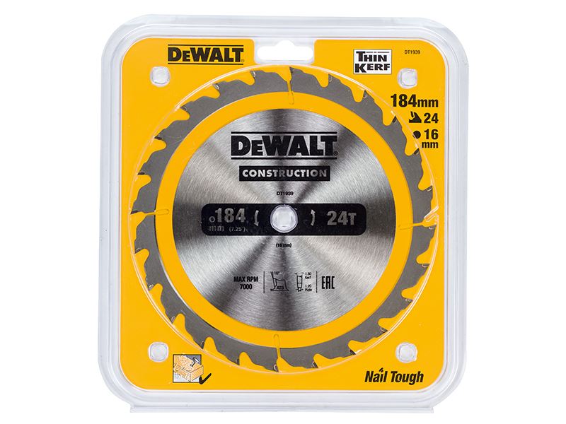 Dewalt Portable Construction Circular Saw Blade 184 X 16mm X 24t Dewalt