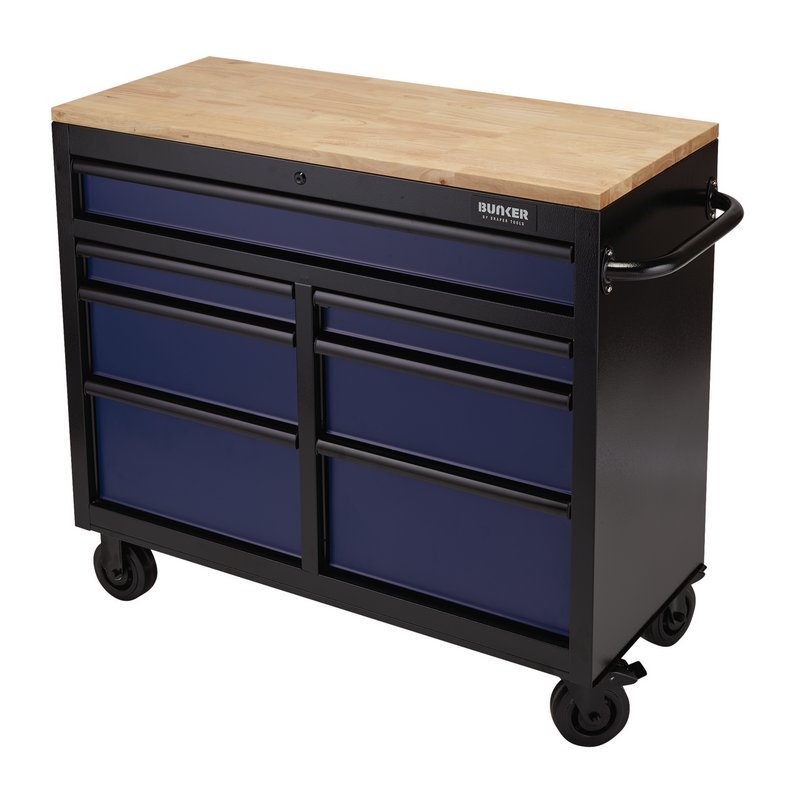 Draper 08222 BUNKER Workbench Roller Tool Cabinet 7 Drawer 41" Blue Draper