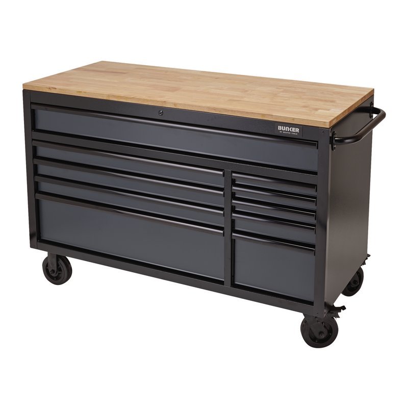 Draper 08227 BUNKER Workbench Roller Tool Cabinet 10 Drawer 56" Grey Draper