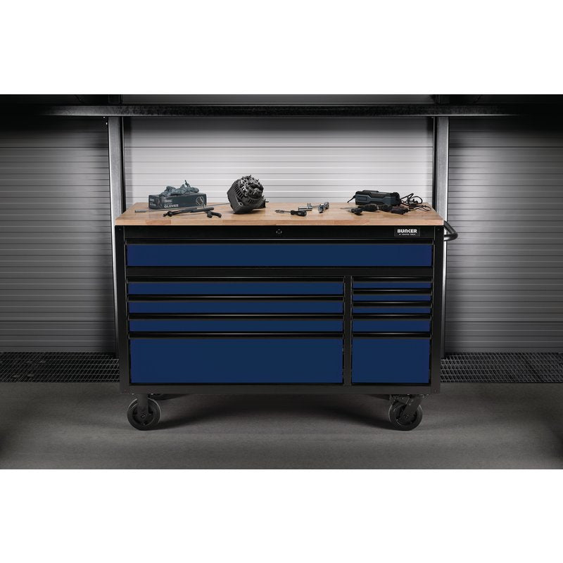Draper 08237 BUNKER Workbench Roller Tool Cabinet 10 Drawer 56" Blue Draper