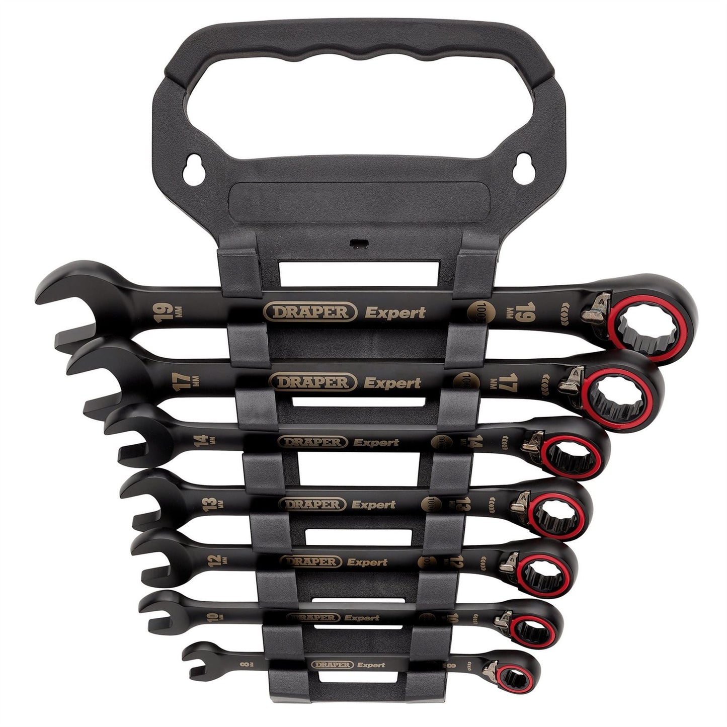 Draper 03911 Expert HI-TORQ® Metric Reversible Ratchet Combination Spanner Set Black 7 Piece Draper