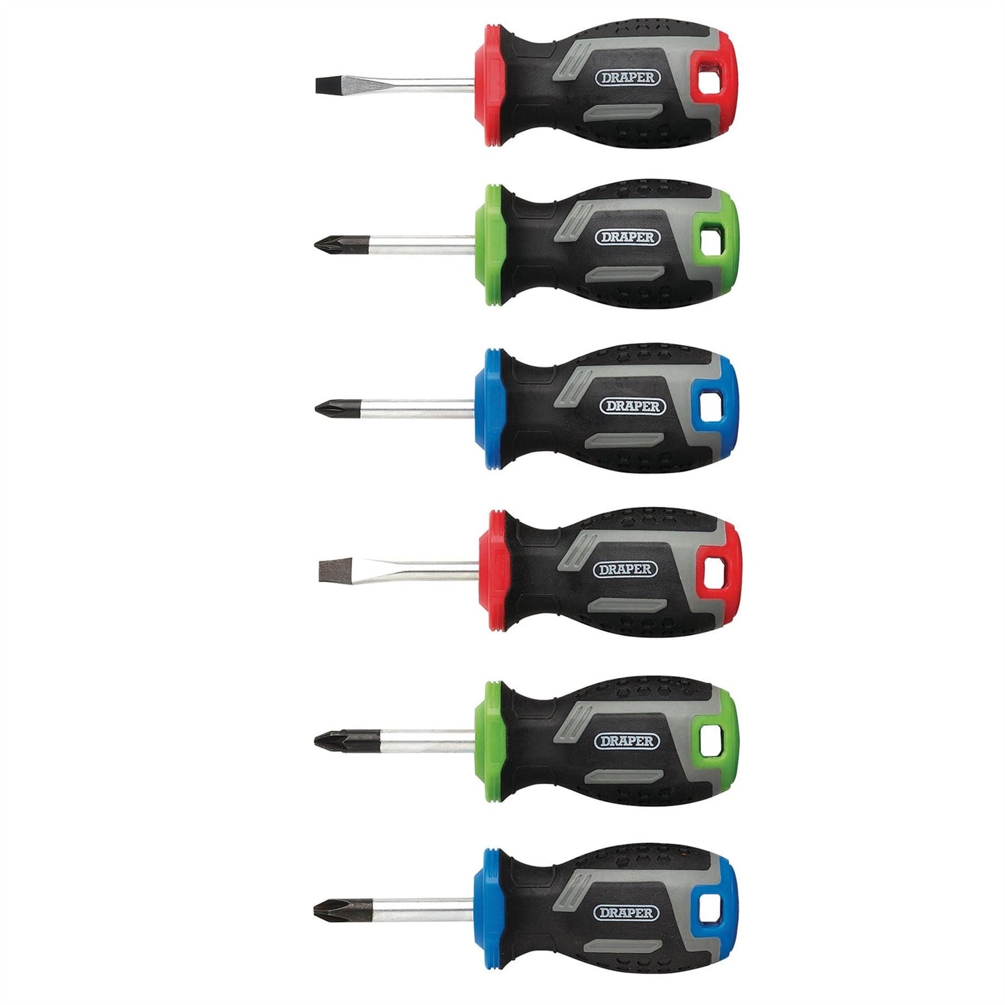 Draper 13432 Stubby Soft Grip Screwdriver Set 6 Piece Draper