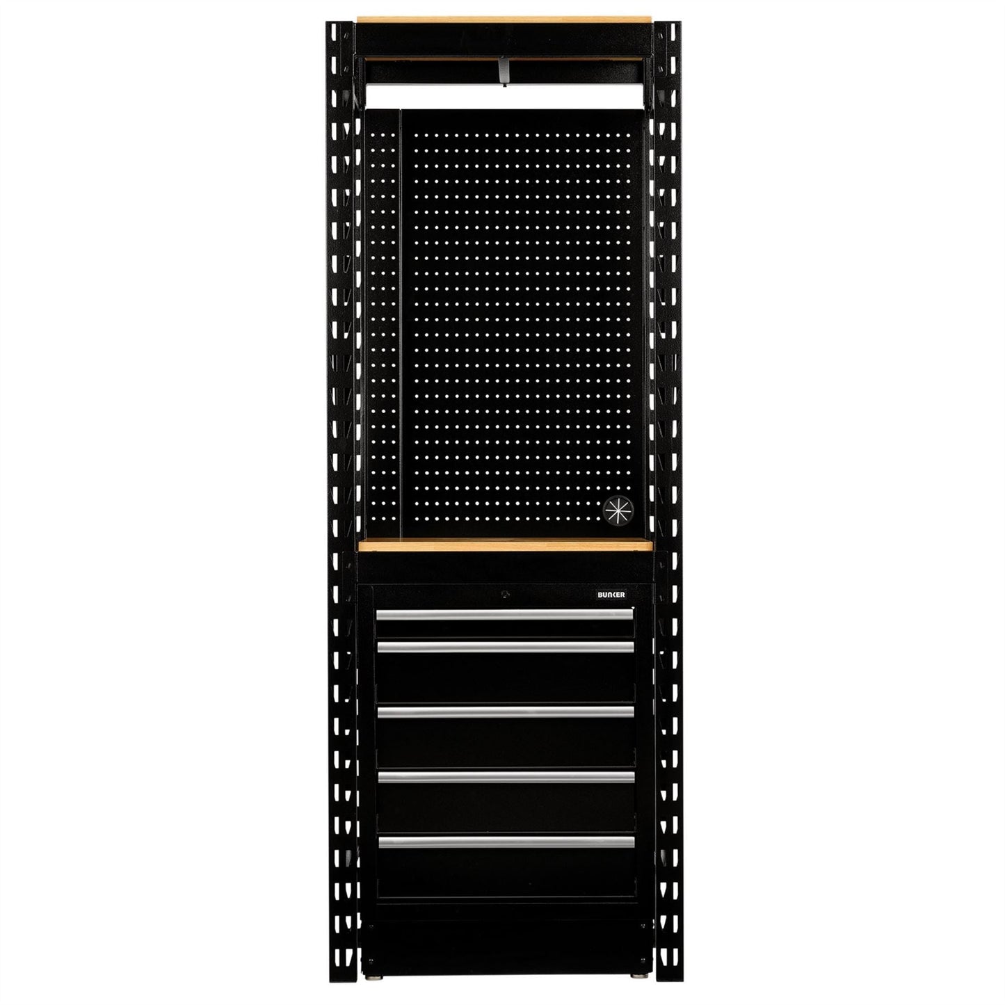 Draper 27919 BUNKER® 13 Piece Modular Storage Combo 2 Tier Racking with Hardwood Shelving Pegboard and Floor Cabinet 750mm Draper