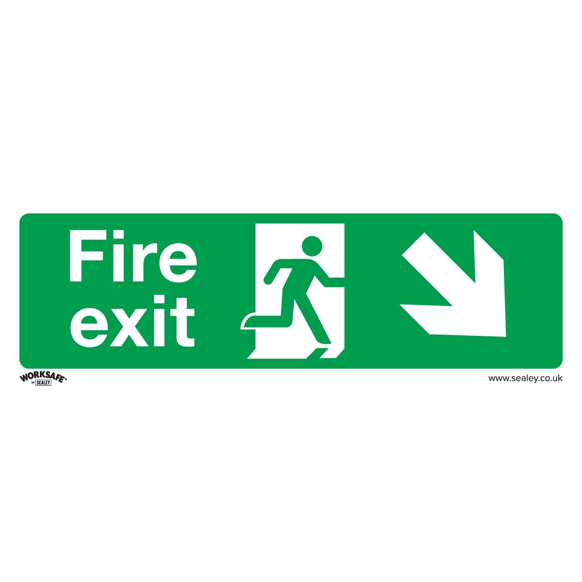 Sealey SS36P1 Safe Conditions Safety Sign - Fire Exit (Down Right) - Rigid Plastic Sealey