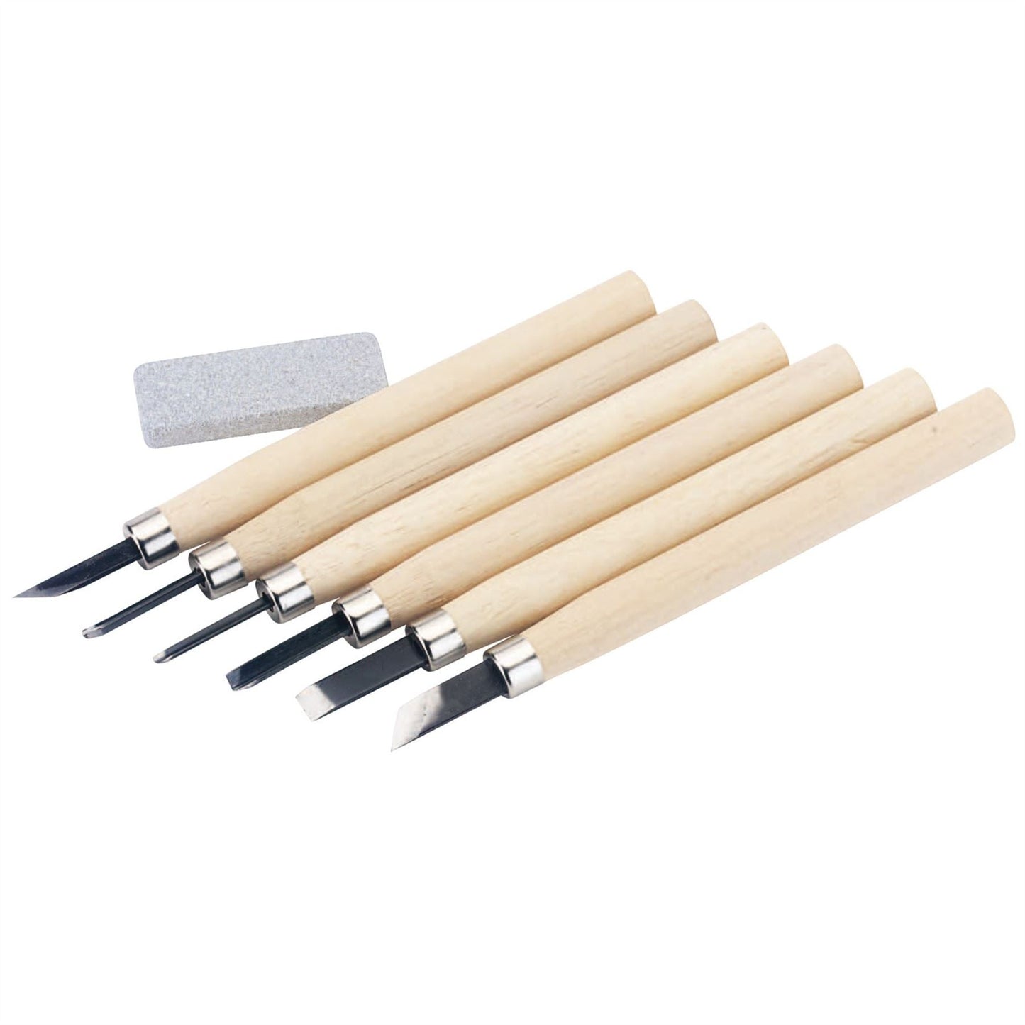 Draper 31777 Wood Carving Set with Sharpening Stone 7 Piece Draper