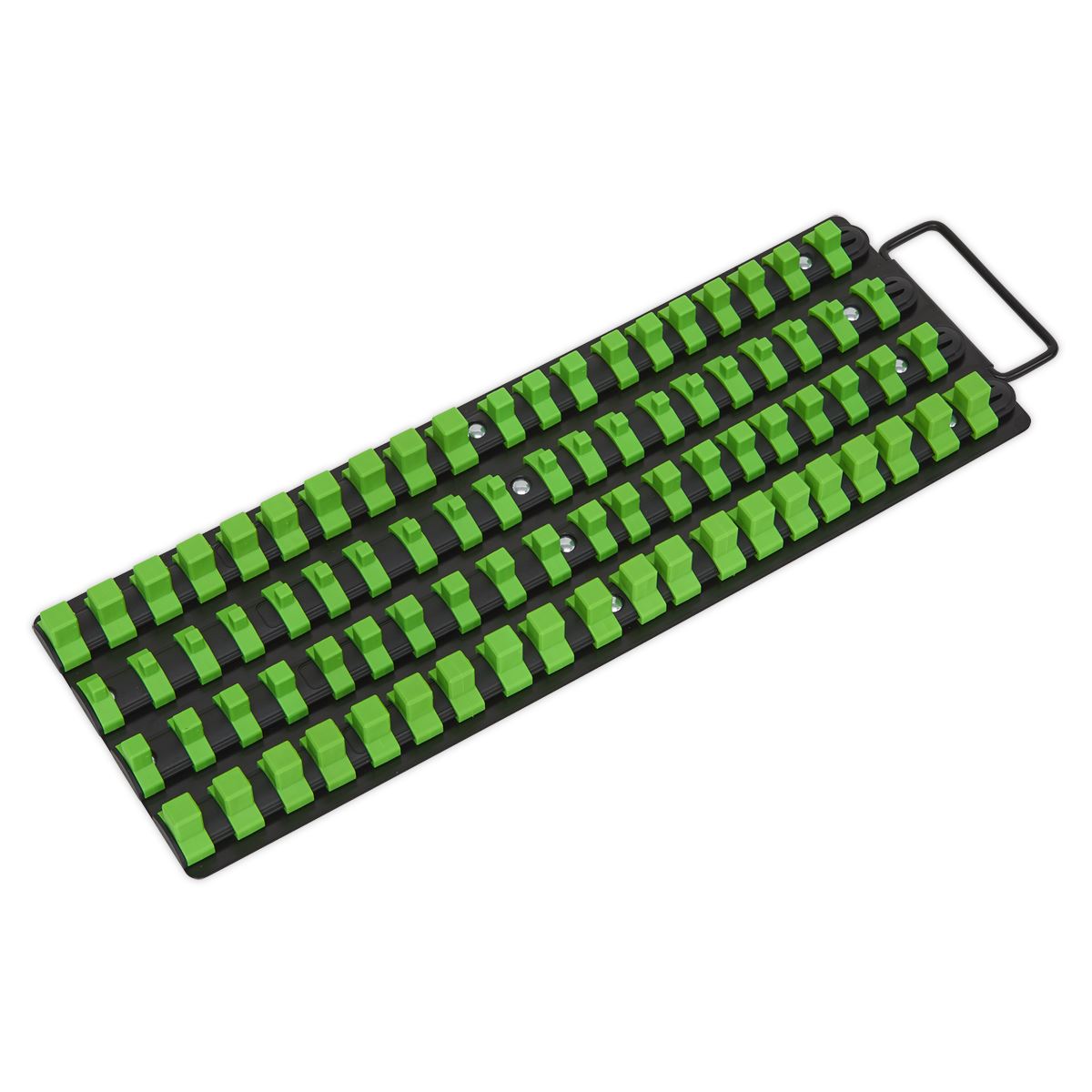 Sealey AK27051HV Socket Rail Tray 1/4" 3/8" & 1/2"Sq Drive - Hi-Vis Green Sealey
