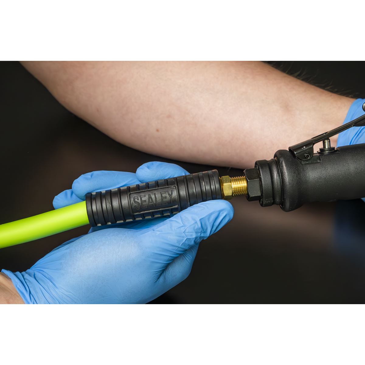 Sealey AHHC10G Air Hose 10m x Ø8mm Hybrid High-Visibility with 1/4"BSP Unions Sealey